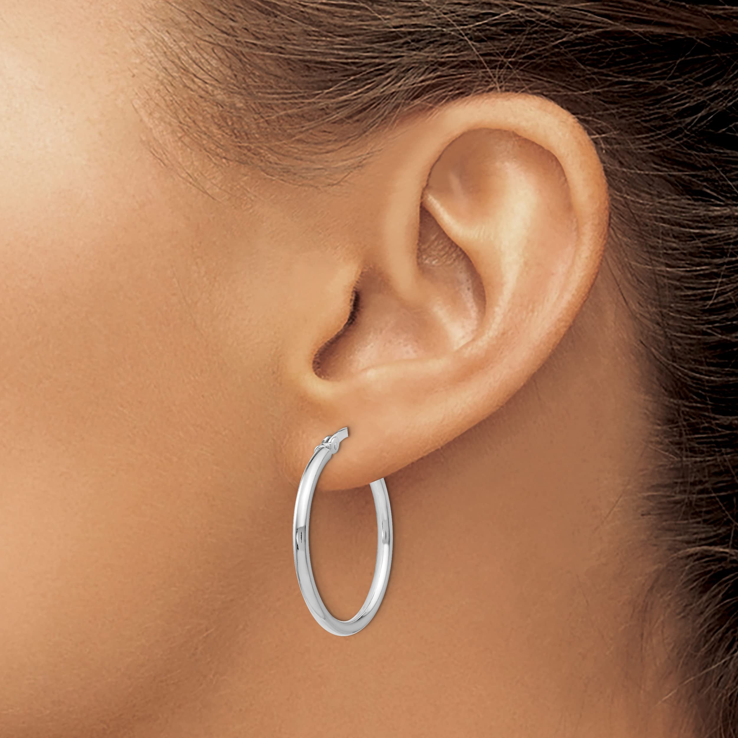 925 Sterling Silver Hinged Round Medium Hoop Earrings for Women - Elegant Everyday & Party Jewelry Gift