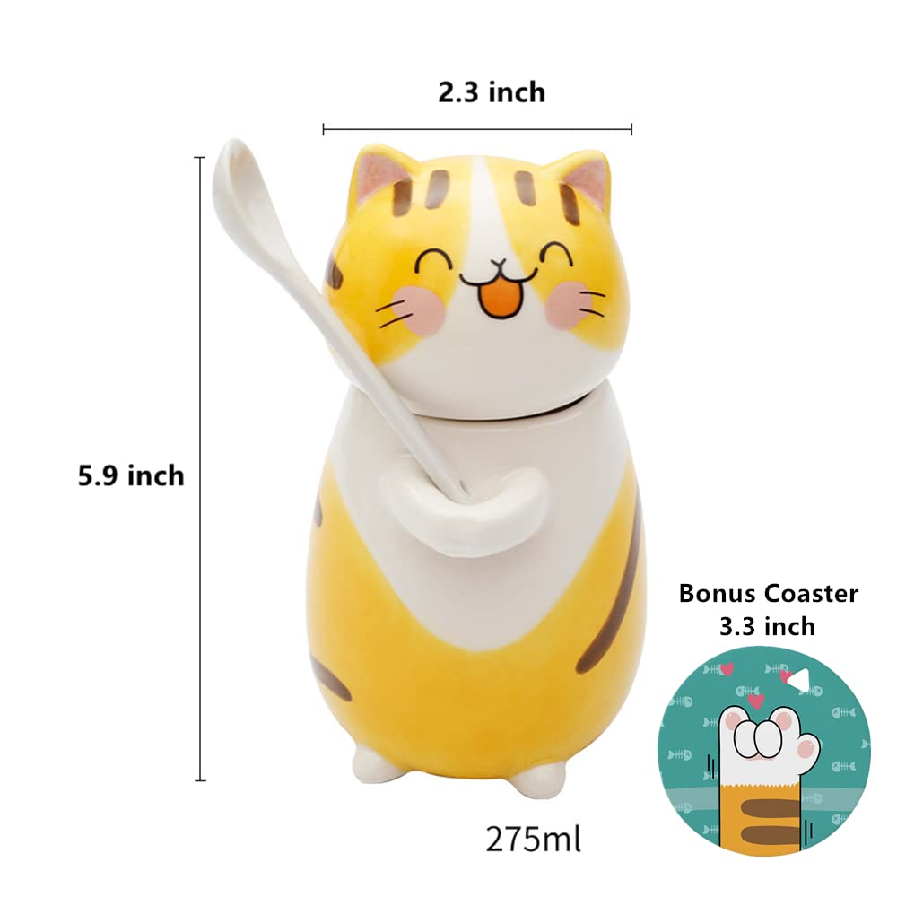 Floette Cute Cat Ceramic Coffee Mug - 12oz Novelty Tea Cup with Handle, Perfect Gift for Cat Lovers (A01) - Ideal for Home, Office & Coffee Shops