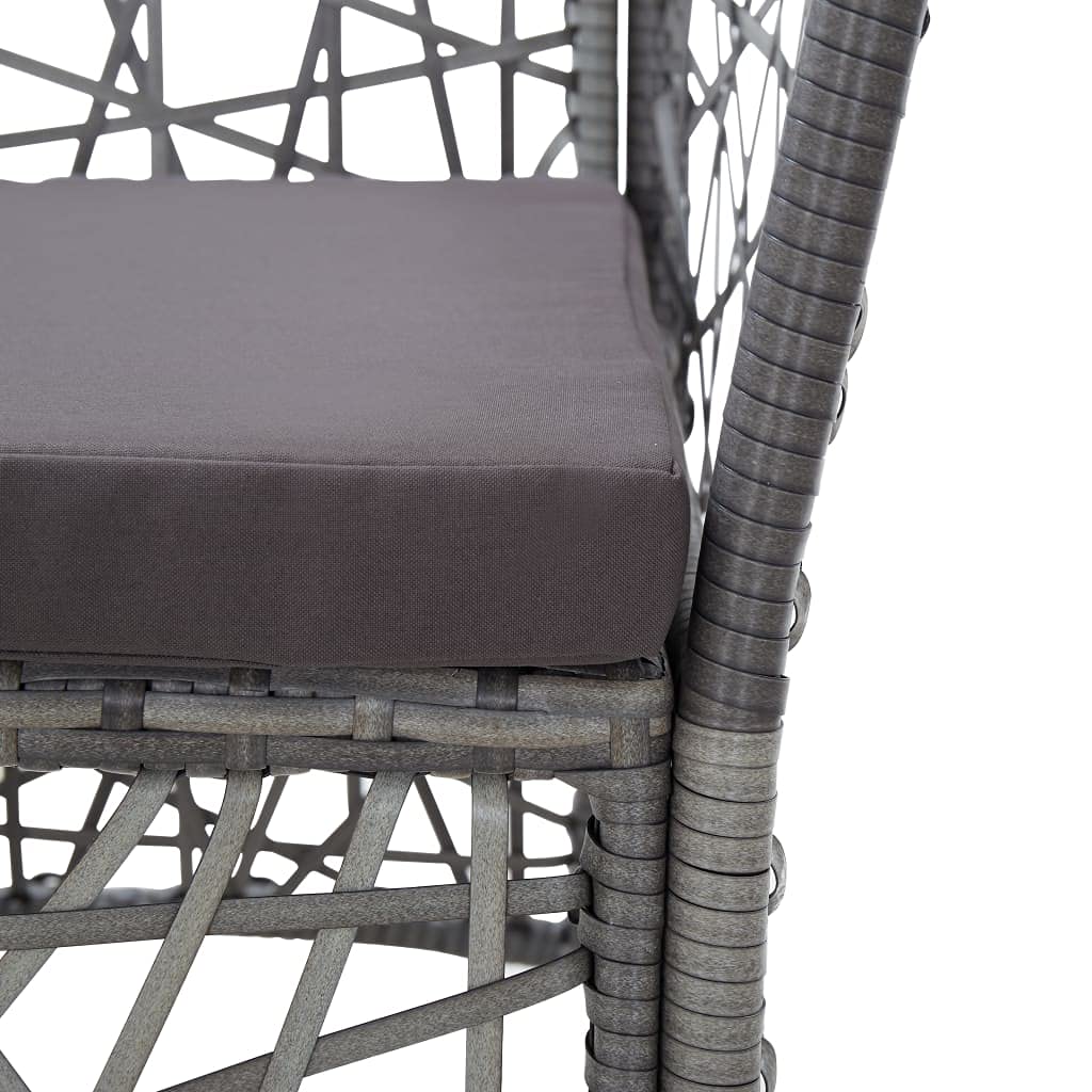 5-Piece Gray Poly Rattan Outdoor Dining Set with Coffee Table - Patio Furniture Sectional Sofa & Wicker Conversation Set with Cushions - Perfect for Backyard, Garden, Poolside & Terrace Relaxation