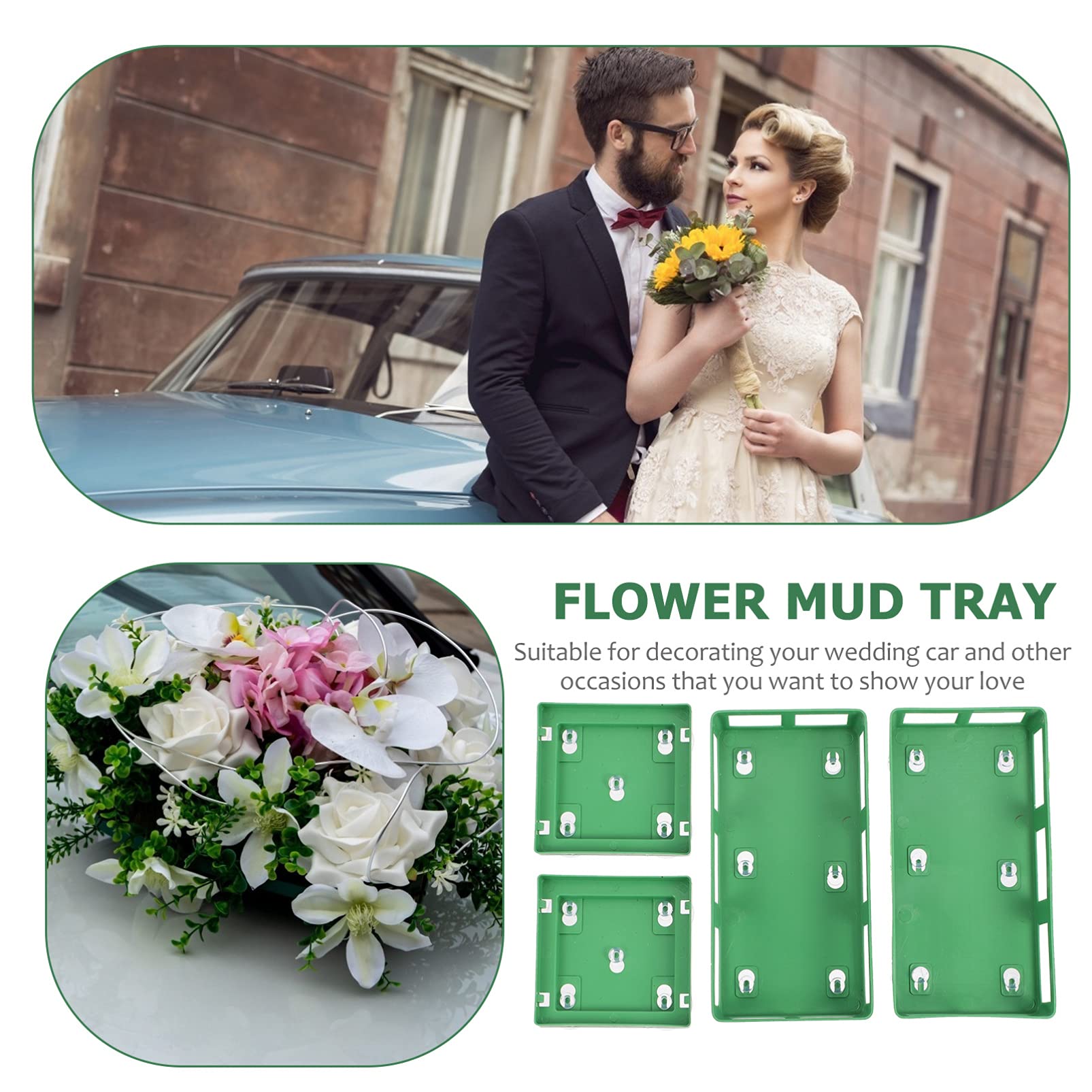 Healifty 4 Pack Floral Foam Trays with Suction Cups - Floral Mud Discs for Wedding Car Decor, DIY Flower Arrangements, and Home Centerpieces