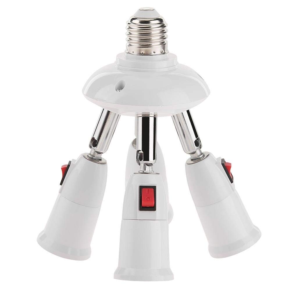 E27 Lamp Socket Splitter - 3/4 Head Adjustable LED Light Bulb Holder Adapter for Ceiling, Table & Floor Lamps - Perfect for Home, Office & Restaurant Lighting (4 Heads)