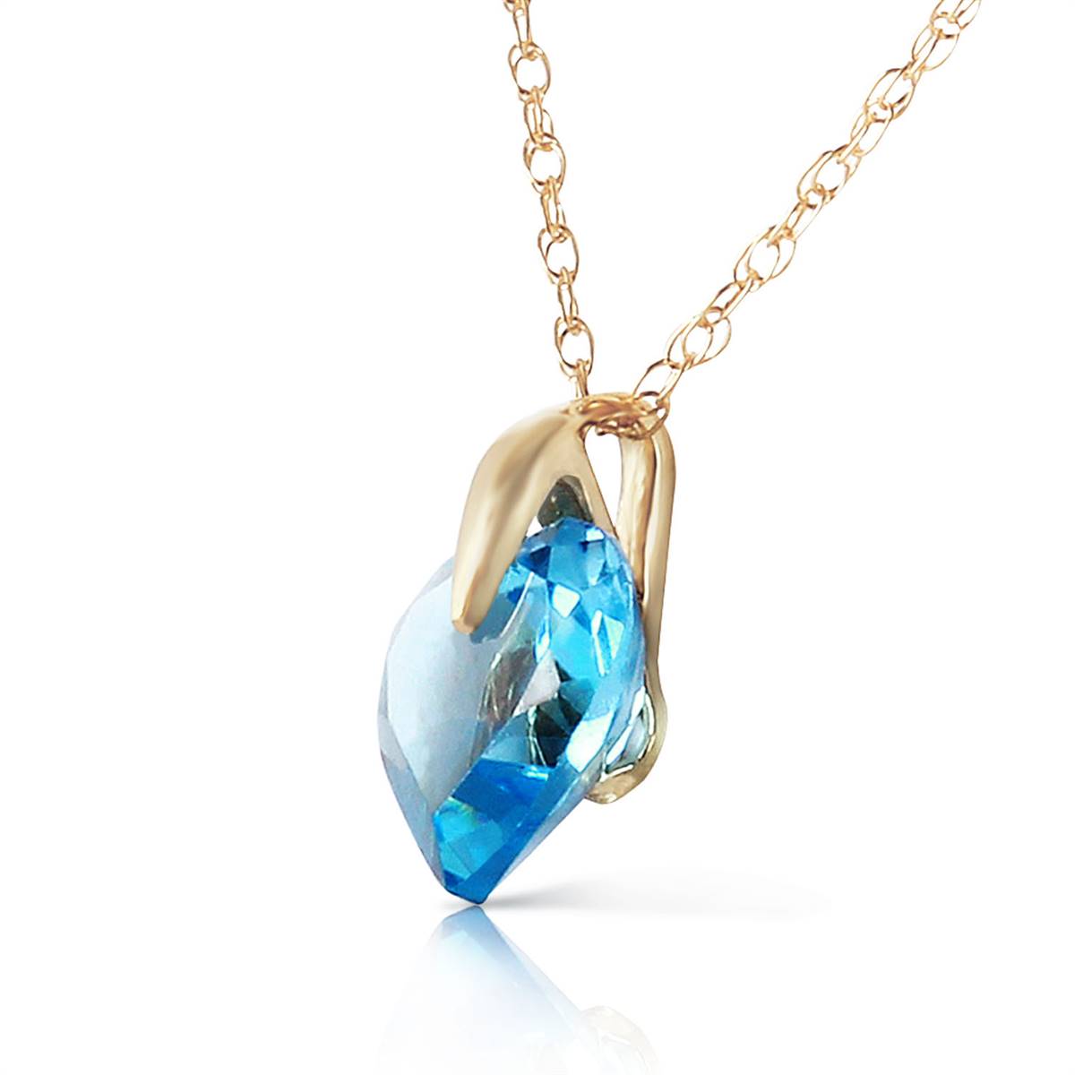 1.15 Carat 14K Solid Yellow Gold Blue Topaz Necklace for Women - Elegant Birthstone Jewelry Gift for Her, Perfect for Anniversaries, Birthdays & Special Occasions