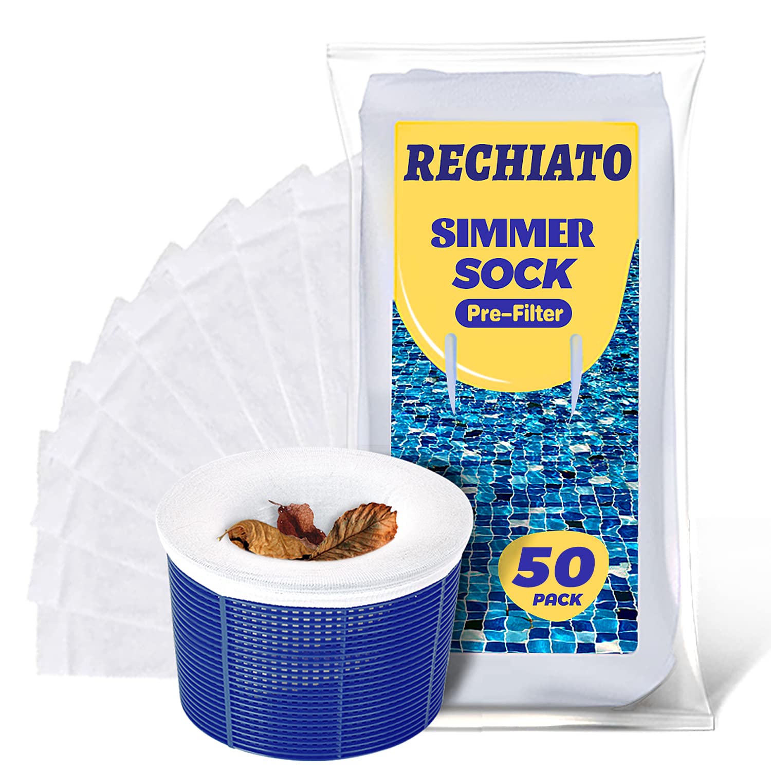 50 Pack Pool Skimmer Socks - Premium Fine Mesh Filter Covers for Inground & Above Ground Pools - Traps Leaves, Debris & Small Particles - Fits Most Pool Skimmers & Filter Baskets - Perfect for Summer Pool Maintenance & Water Clarity