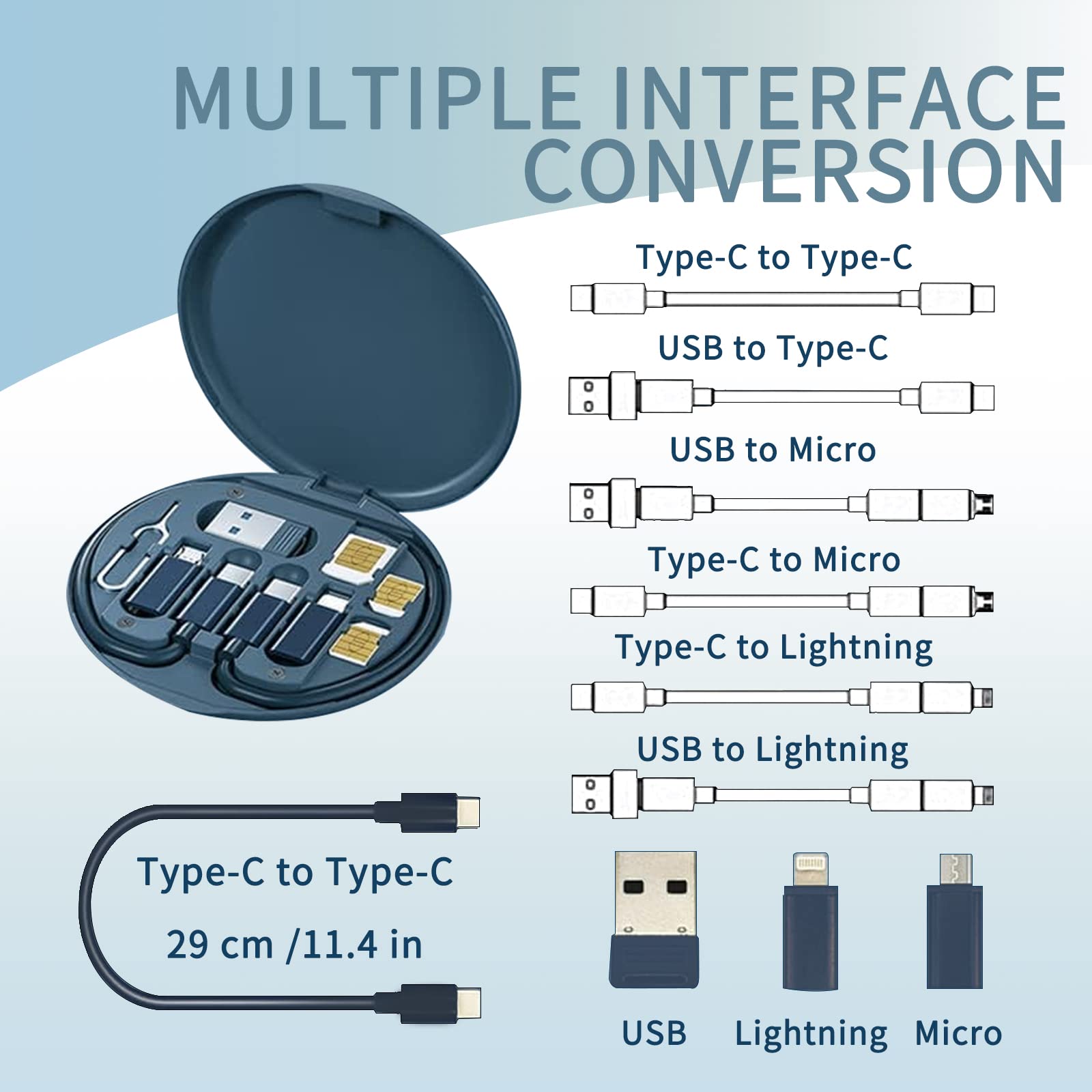 9-in-1 USB Adapter Cable Case with Card Slot - Phone Holder & Organizer for Travel