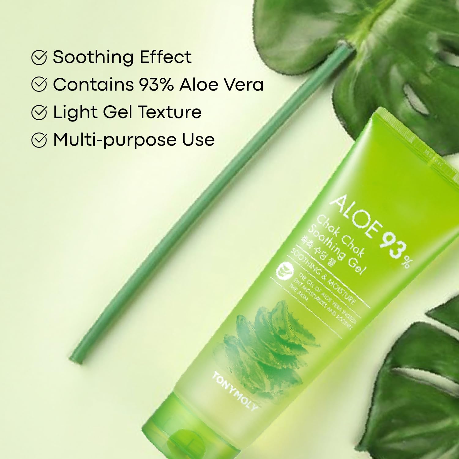 TONYMOLY Chok Chok Aloe Soothing Gel - 99% Pure Aloe Vera Gel for Face & Body Hydration, Korean Skincare Moisturizer for Sunburn Relief & Dry Skin - Perfect for Easter Basket Stuffers & Daily Skincare Routine