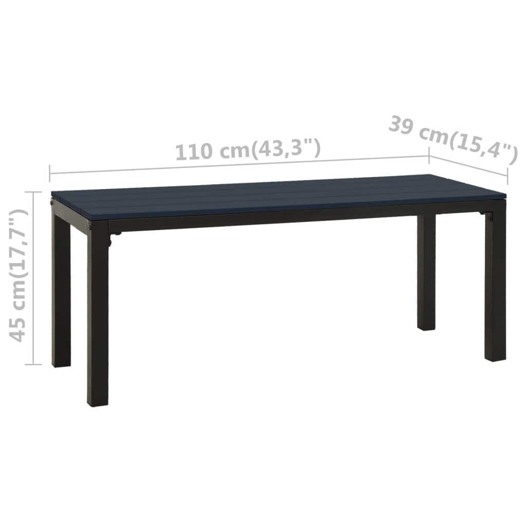 vidaXL 3-Piece Patio Dining Set - Outdoor Steel & WPC Furniture with Weather-Resistant Table & 2 Benches - Black - Perfect for Backyard, Garden or Poolside Dining