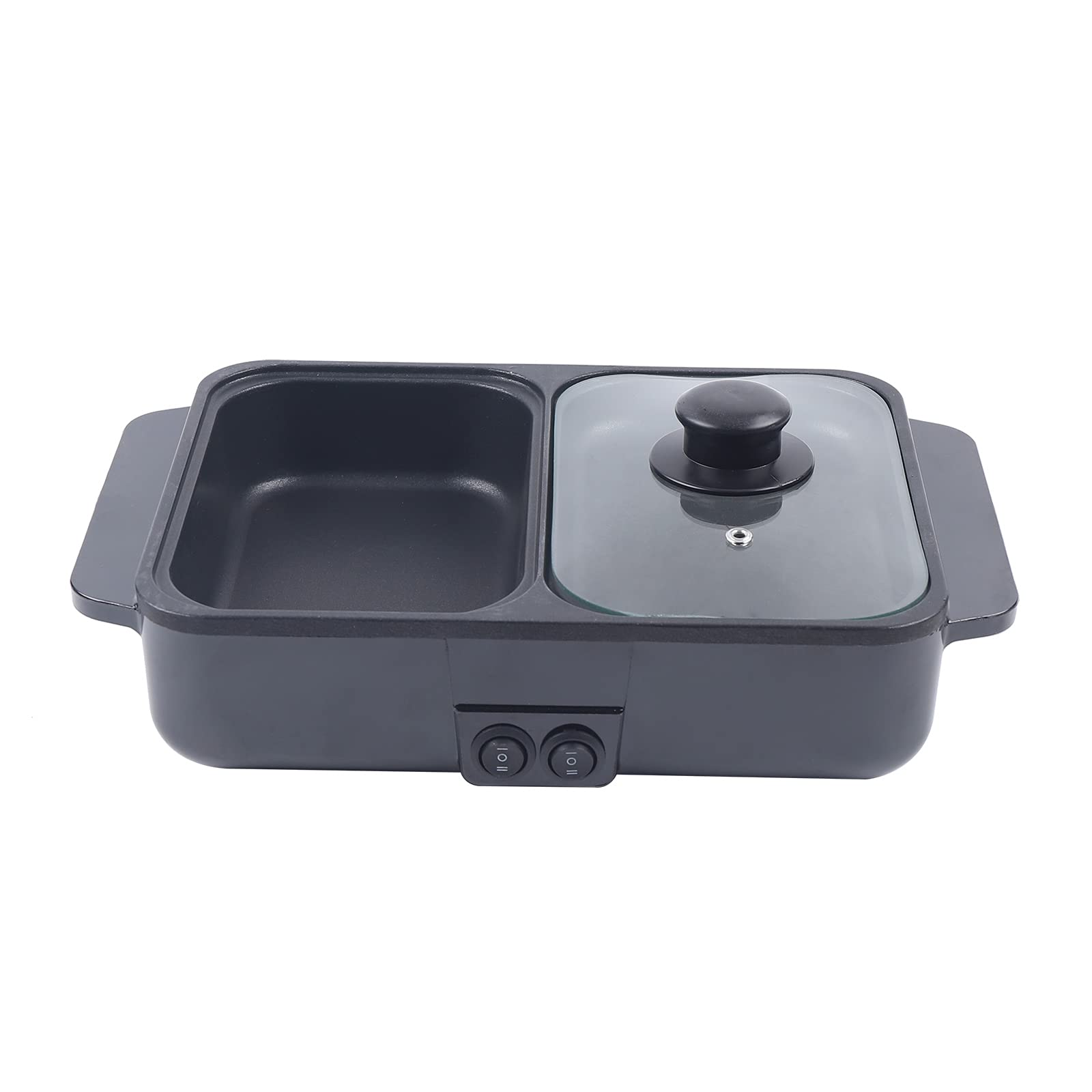 2-in-1 Electric Hot Pot & Grill - Portable Non-Stick Shabu Shabu Pot with Dual Temperature Control for BBQ, Noodles, and Fasting | Perfect for Camping, Dorm Cooking, and Family Gatherings