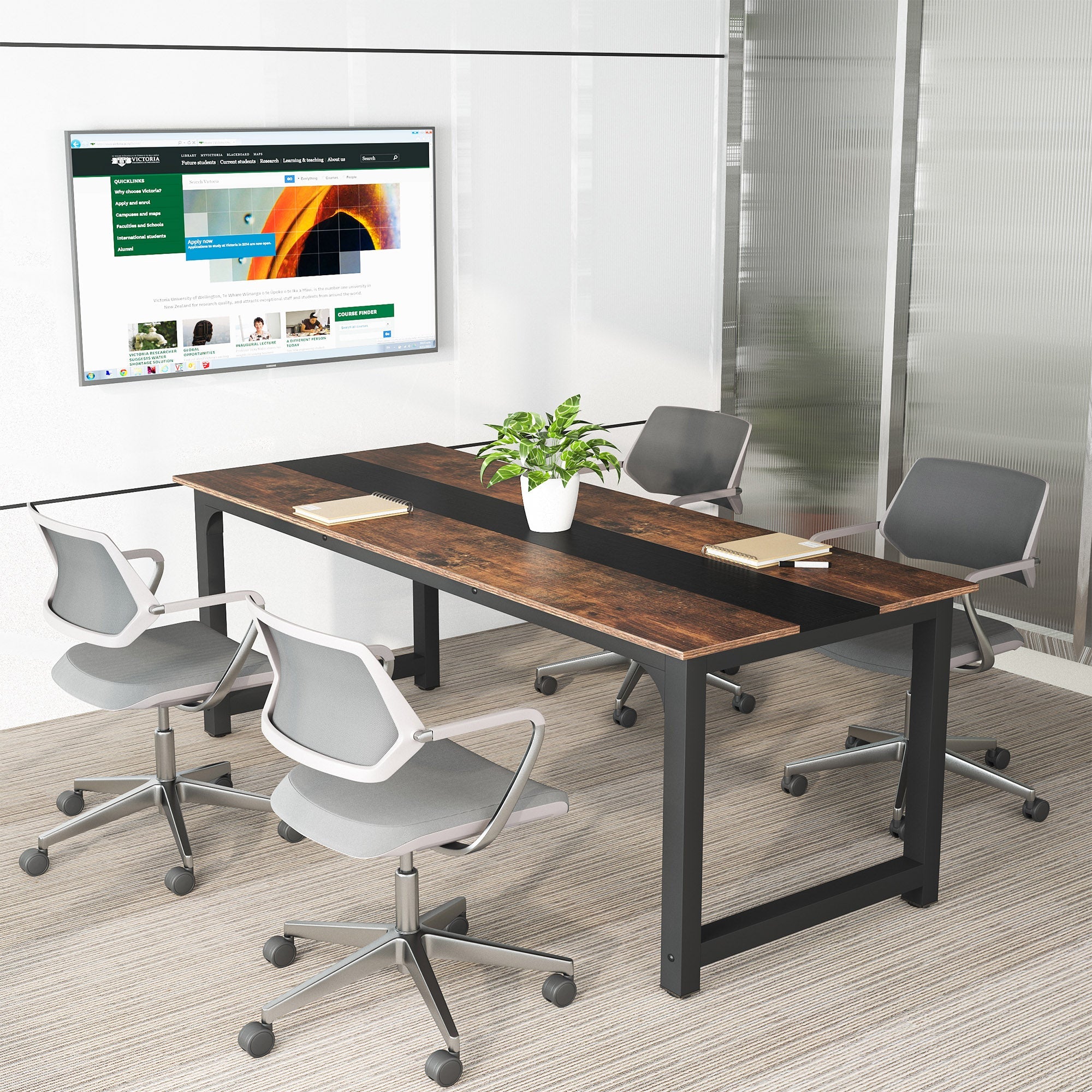 Tribesigns Modern Computer Desk - 55 Inch Office Desk with Keyboard Tray, Sturdy Study Writing Table for Home & Workspace - Perfect for Gaming, Remote Work & Small Spaces