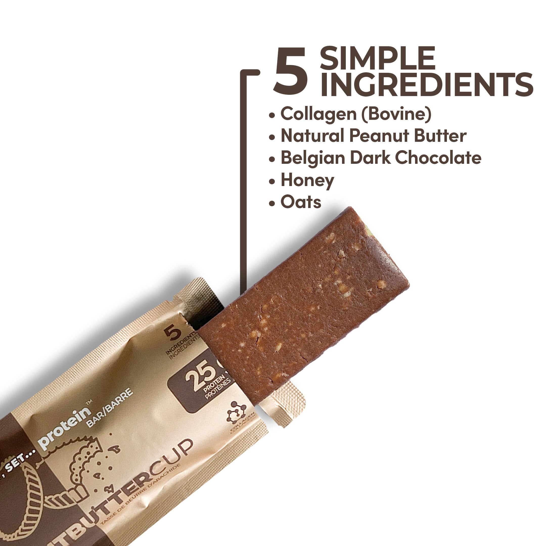 Zentein Nutrition Protein Bars with Collagen - 25g Protein, 70g (12 Count) | Peanut Butter Cup Flavor | 5-Ingredient Healthy Snacks | Made in Canada | Perfect for Gym, Hiking & On-the-Go Nutrition