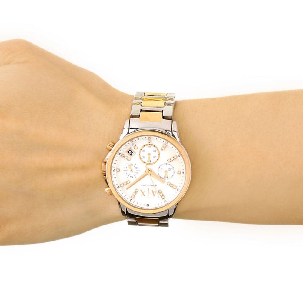 Armani Exchange AX4331 Women's Two-Tone Stainless Steel Chronograph Watch - Perfect for Business, Casual Wear & Special Occasions
