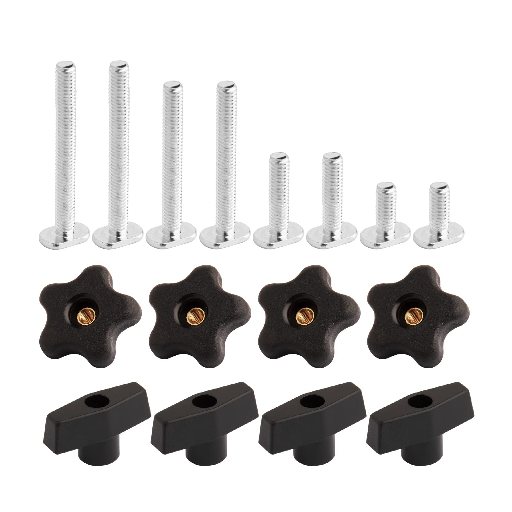 POWERTEC 71121V 16-Pc T Track Knob Kit for Woodworking Jigs & Fixtures - DIY Workshop Accessories
