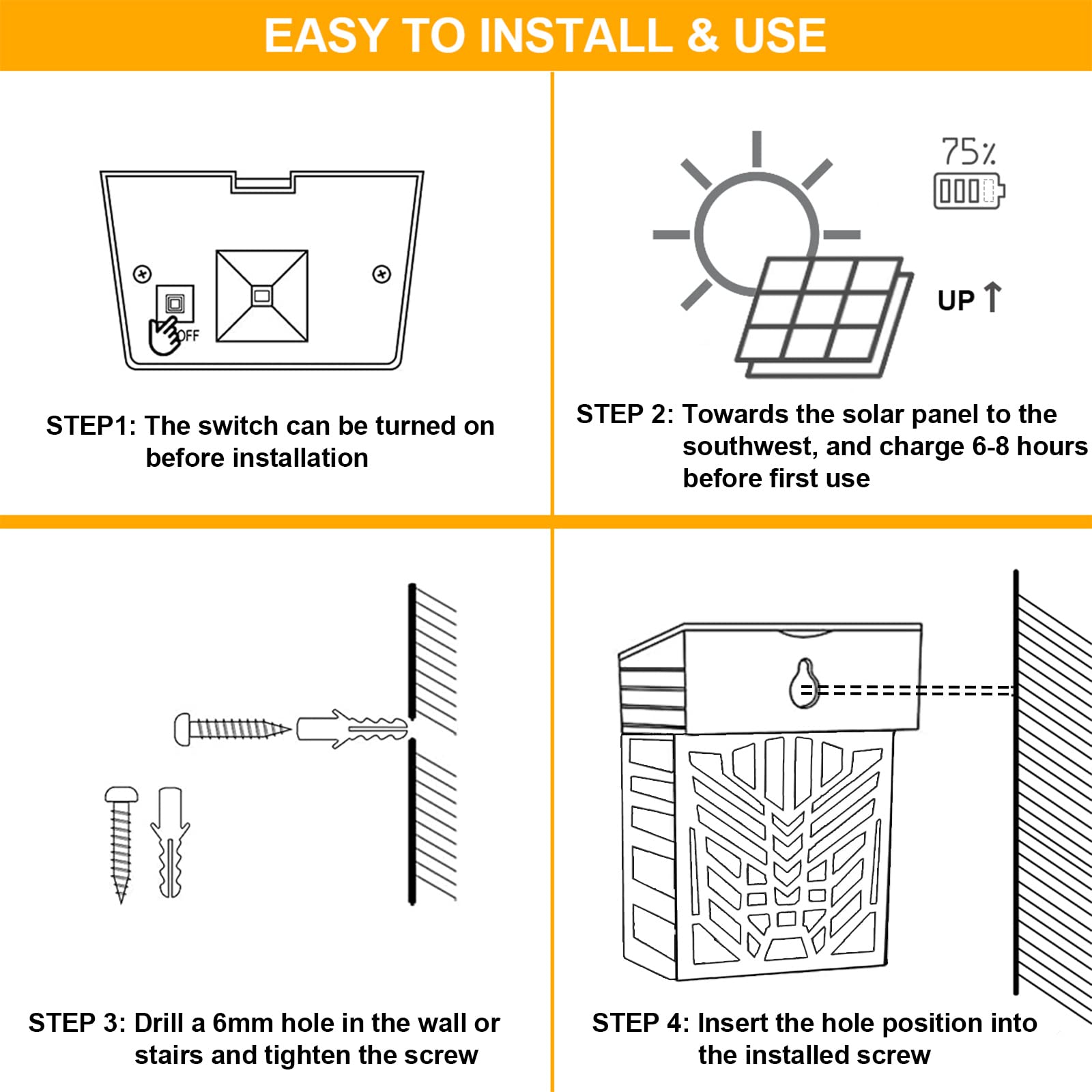 FLITI 6 Pack Solar Deck Lights Outdoor Waterproof - Warm White Solar Powered Step Lights for Garden, Backyard, Patio, Pathway, Wall & Stairs | Weatherproof Landscape Lighting for Nighttime Safety & Ambience