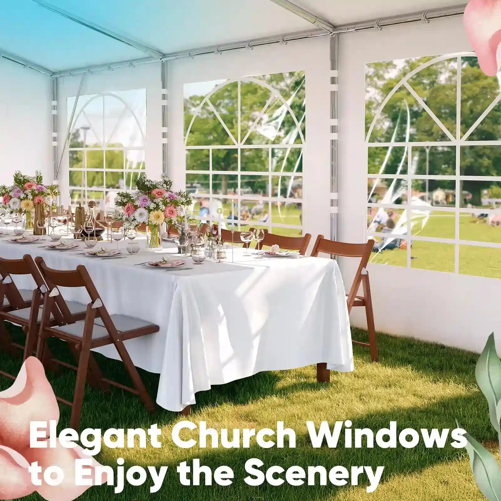 20' x 20' White Party Tent - Heavy Duty Waterproof Canopy for Outdoor Events, Weddings, Picnics & Backyard Gatherings