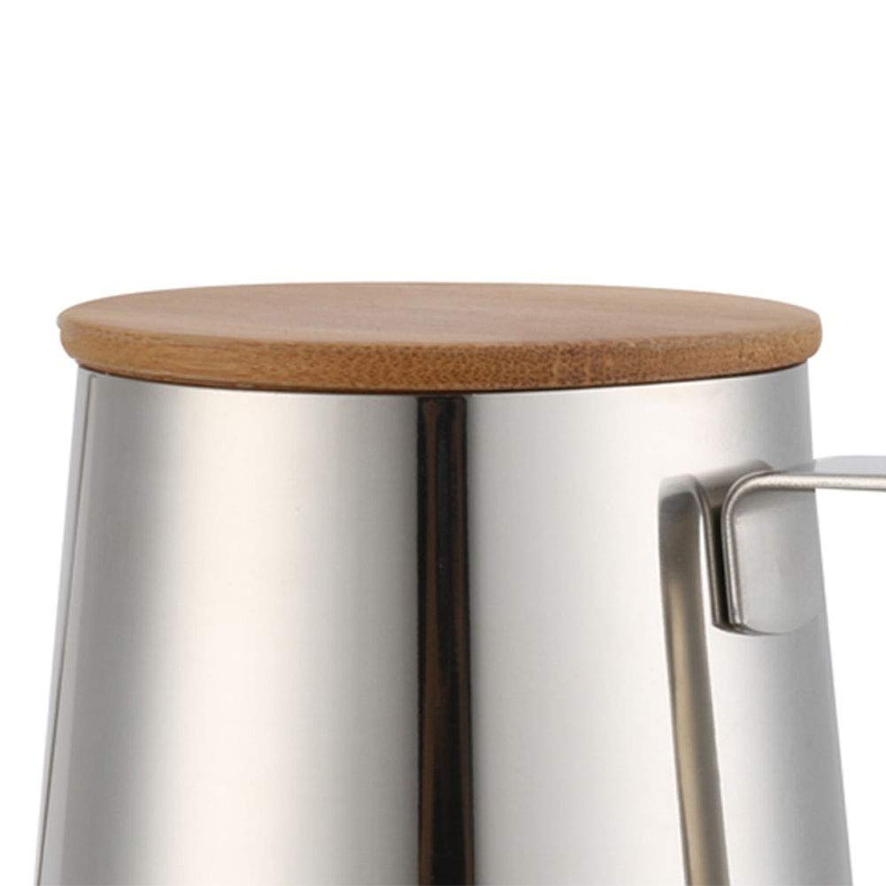 Premium 12oz/350ml Stainless Steel Gooseneck Pour Over Coffee Kettle - Long Narrow Spout for Precise Pouring - Wooden Lid - Perfect for Specialty Coffee Brewing & Tea Making at Home or Cafe