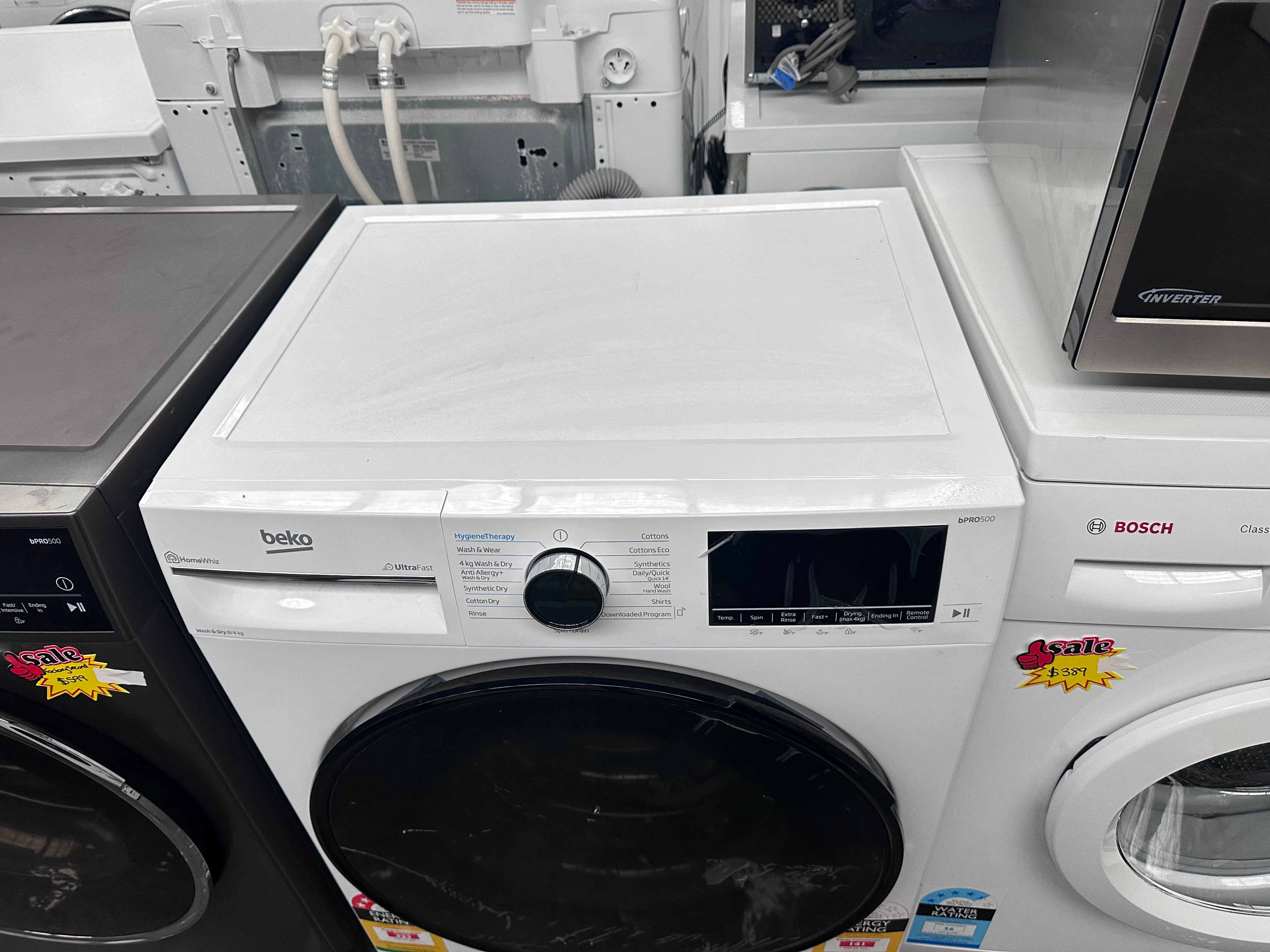 Beko BWDB8420W 8kg/4kg UltraFast Washer Dryer Combo - Factory Second | Compact Laundry Solution for Apartments & Small Homes | Energy Efficient Washing Machine with Quick Dry Function