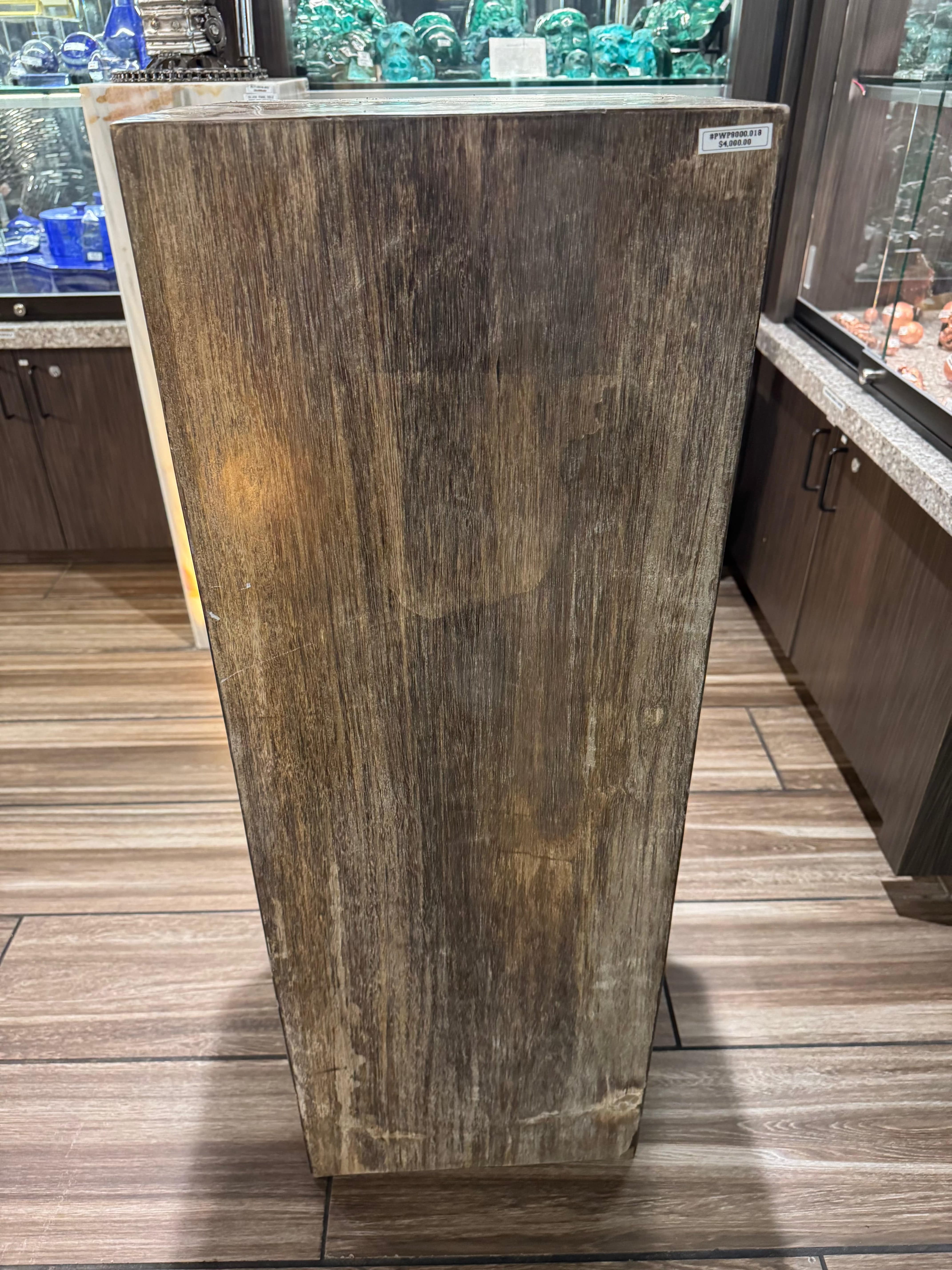 Natural Brown Petrified Wood Hollow Square Pedestal Stand - 39