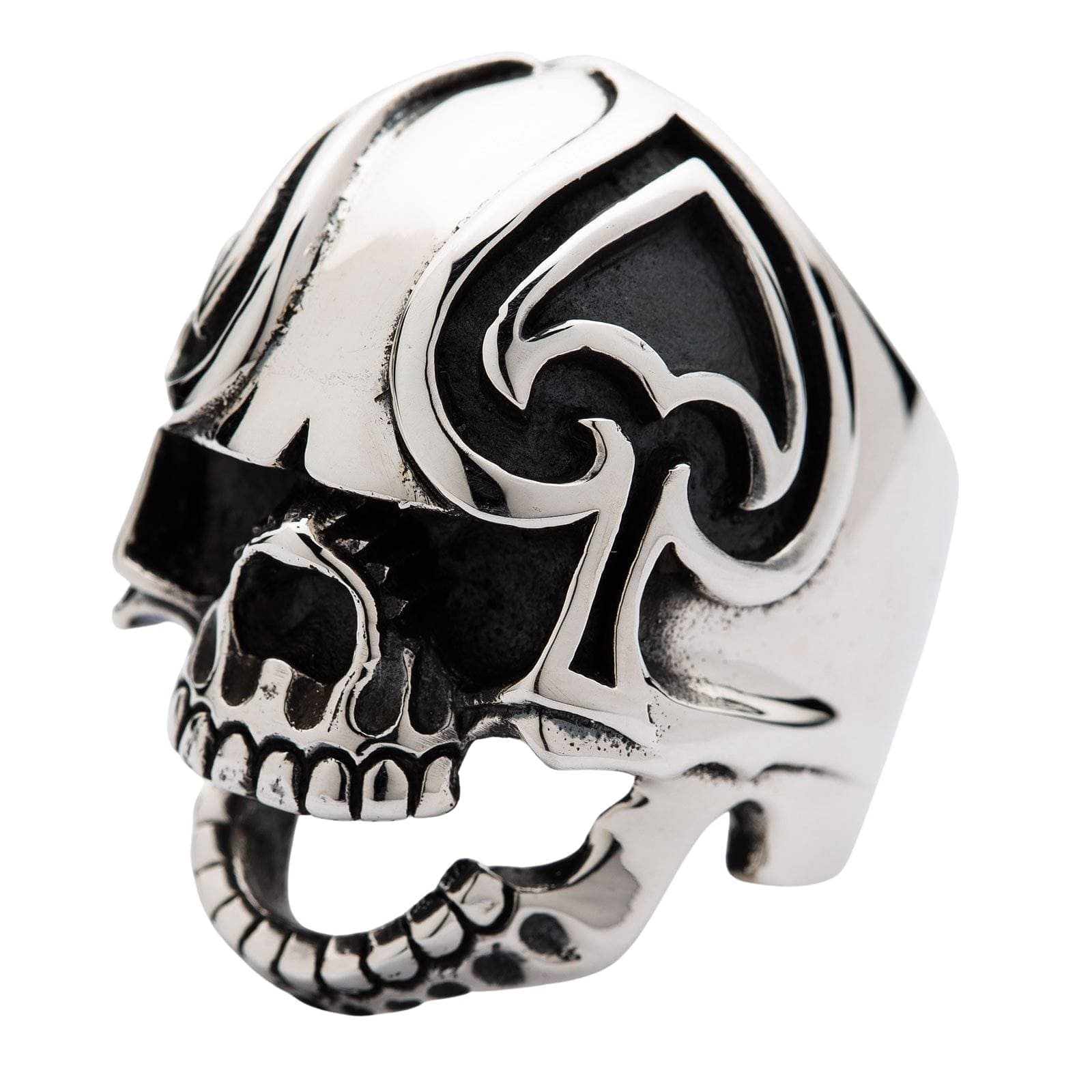 Sterling Silver Spade Skull Ring for Men & Women - Gothic Punk Jewelry - Perfect for Halloween, Parties & Everyday Wear