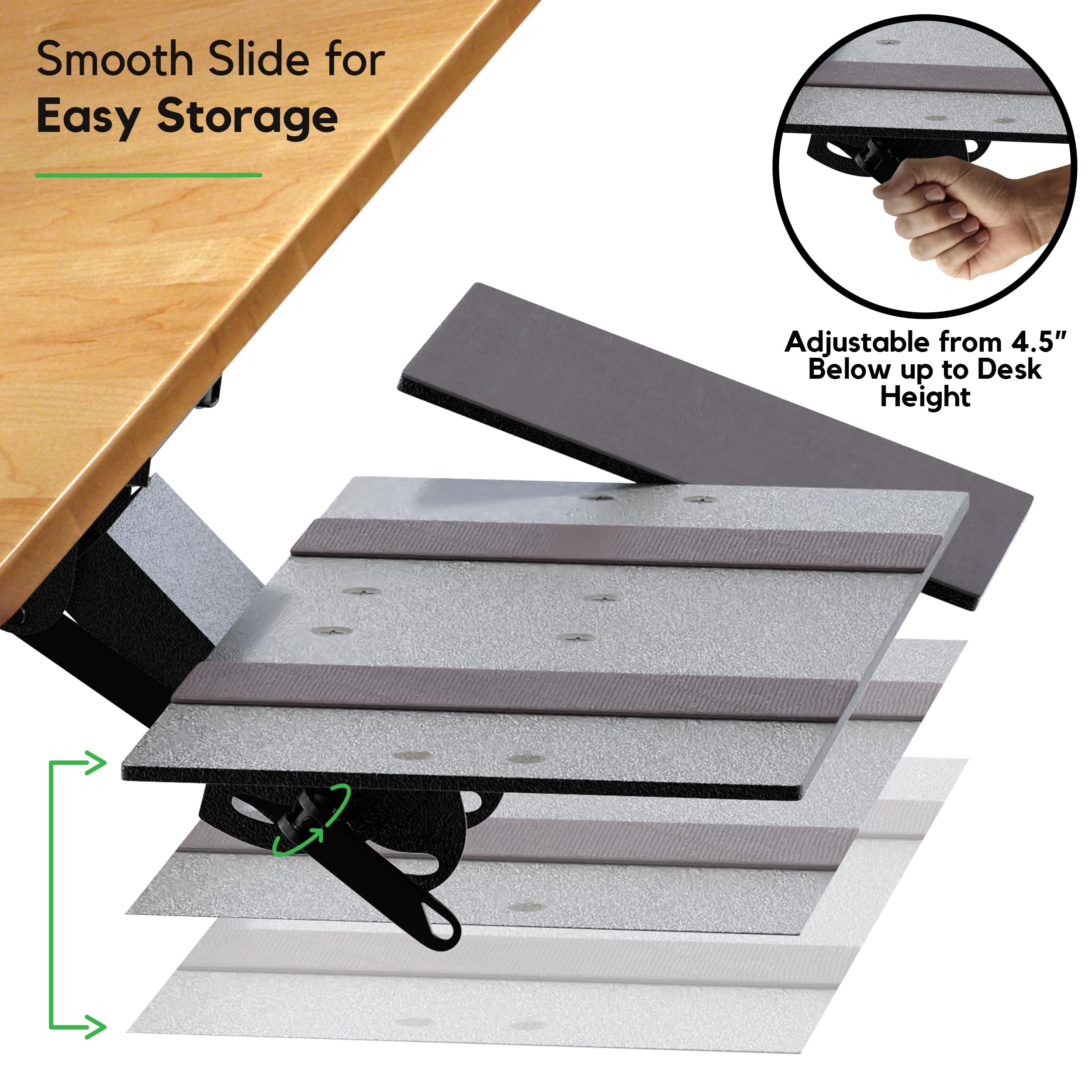 KT1 Ergonomic Under Desk Keyboard Tray - Adjustable Height & Tilt Slide-Out Tray with 360° Swivel & Mouse Pad | Perfect for Home Office, Gaming Setup & Workspace Ergonomics