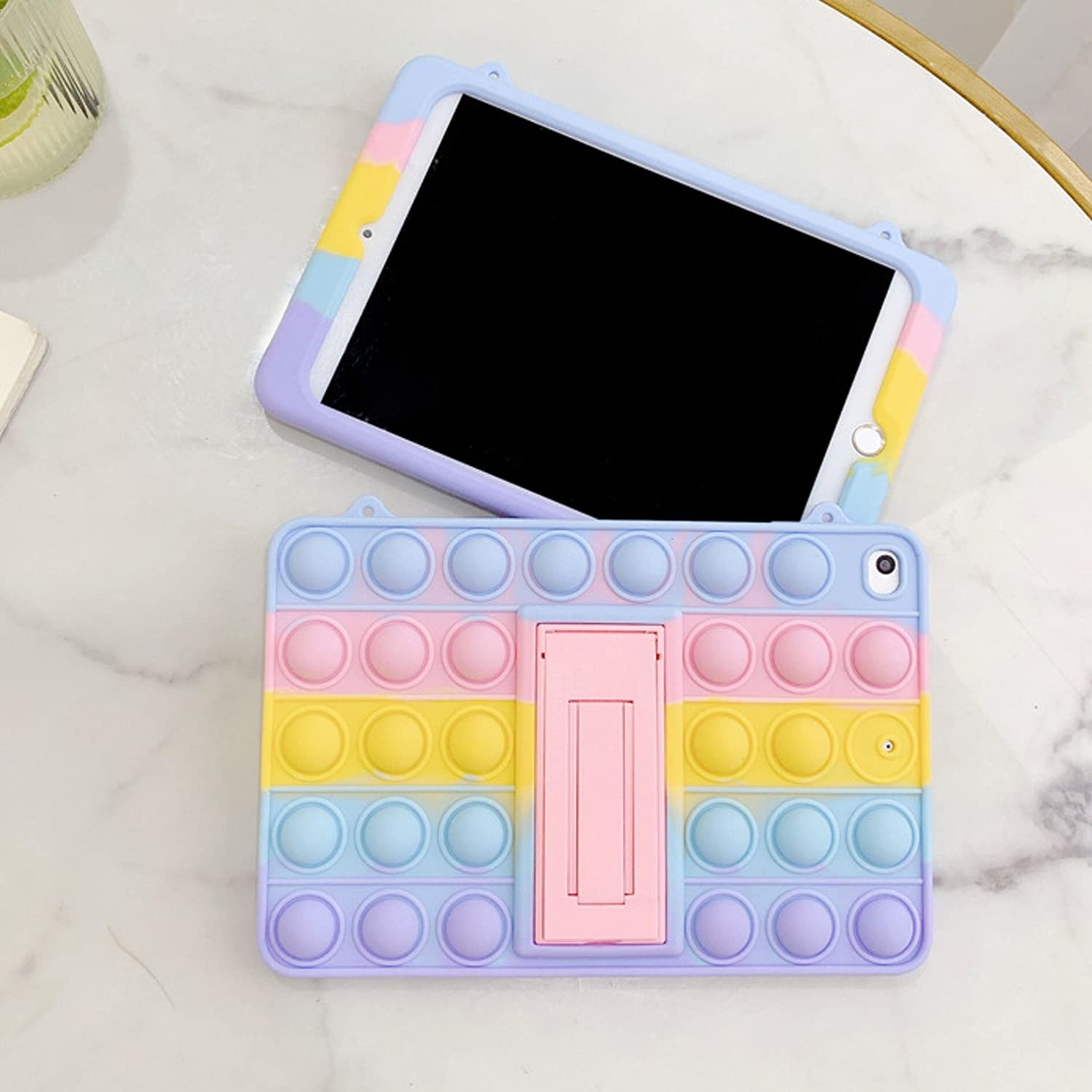 **Pop It iPad Air 5th/4th Gen Case (2022/2020) - Cute Silicone Tablet Cover with Fidget Toy, Stand & Shoulder Strap for Apple iPad Air 10.9