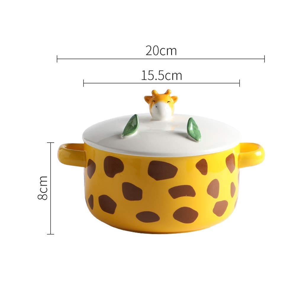 Creative Giraffe Ceramic Soup Bowl with Lid 950ml - Perfect for Noodles & Salads