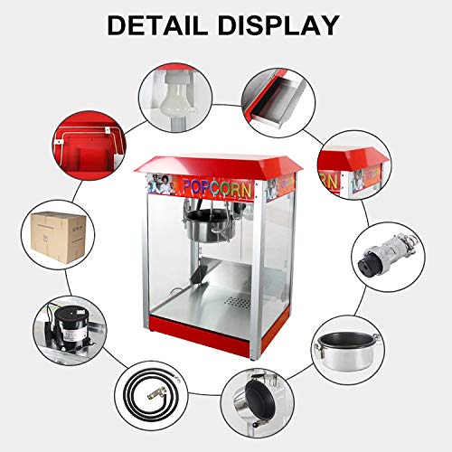 Kolice 8-Ounce Commercial Popcorn Machine - Electric Popcorn Popper Maker with Roof - Perfect for Movie Nights, Parties, and Concession Stands