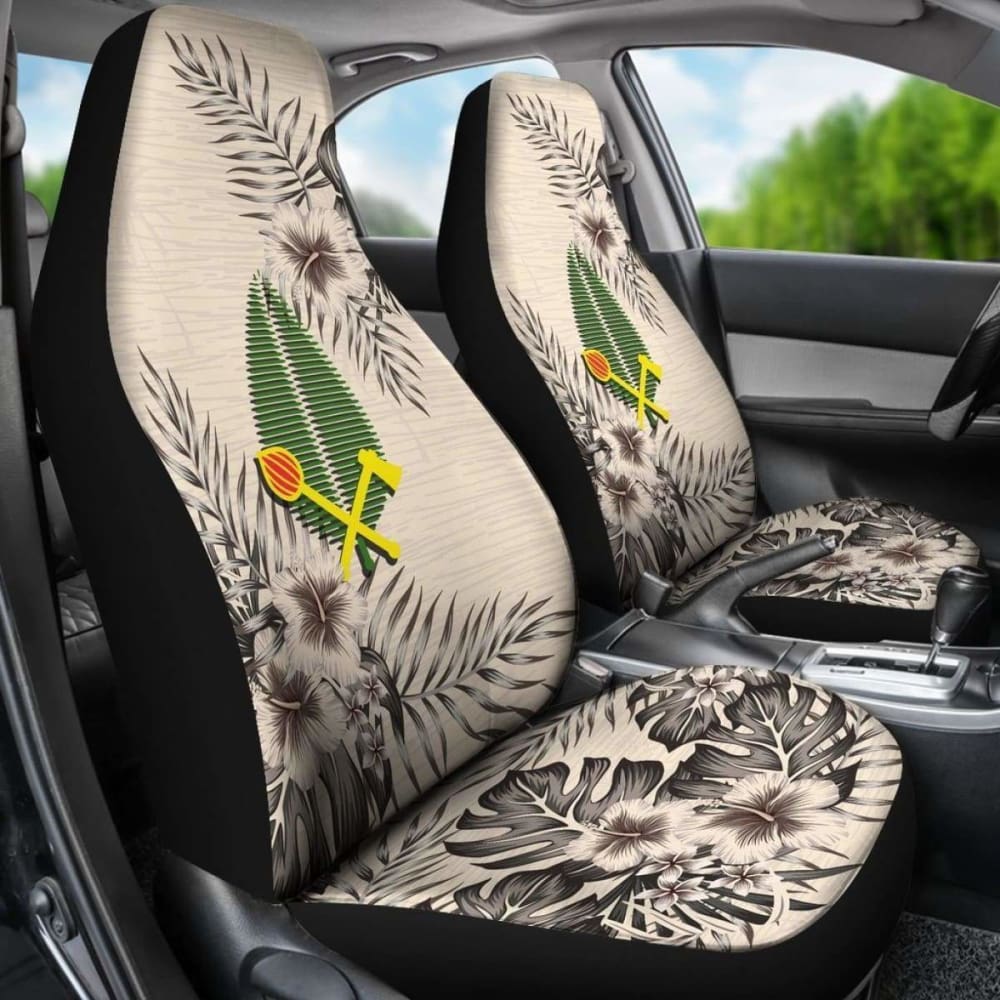 Alo Wallis And Futuna Beige Hibiscus Car Seat Covers - 2-Piece Set | Premium Universal Fit for Cars, SUVs & Trucks | Waterproof & Comfortable for Daily Commute & Road Trips