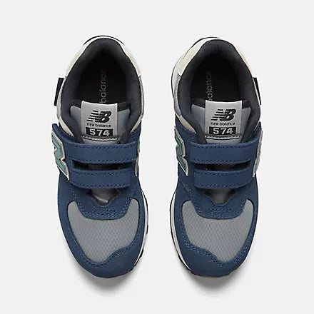 New Balance Kids 574 Hook & Loop Sneakers - Navy/Grey - Comfortable & Durable for School, Play & Everyday Wear