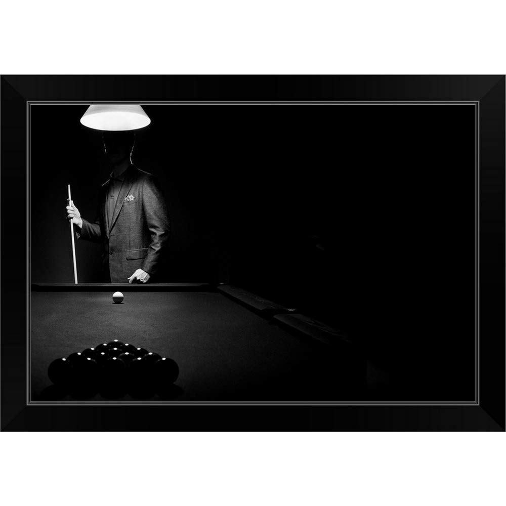 Black Framed Billiards Art Print - Stylish Pool Player Mystery Scene Wall Decor for Game Rooms & Man Caves
