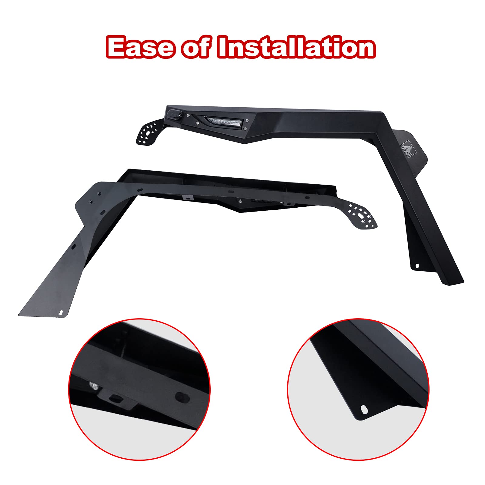 NIXON OFFROAD Front Fender Flares for 2018-2021 Jeep Wrangler JL with LED Turn Signals | Durable Off-Road Protection for Adventure & Trail Riding