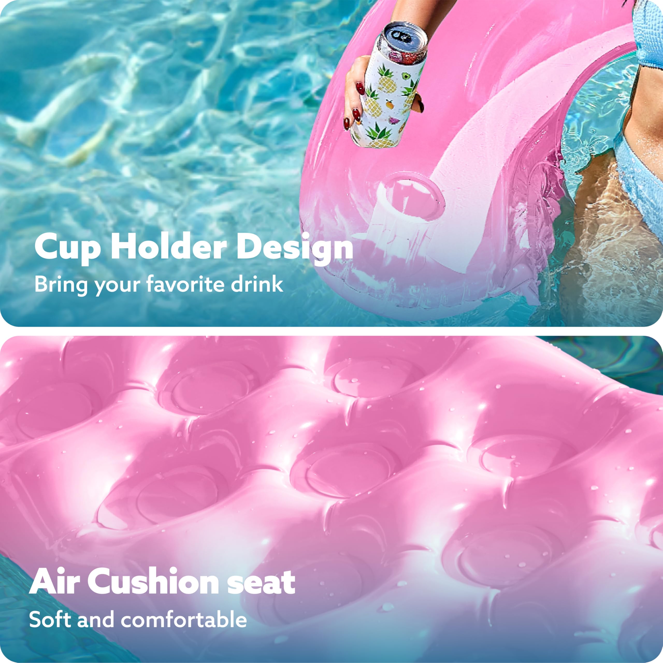**SLOOSH Inflatable Pool Floats for Adults - 2 Pack Floating Chairs with Cup Holders, Blow Up Hammock Lounger & Noodle Mat - Perfect for Summer Swimming, Beach Parties & Relaxing by the Pool**
