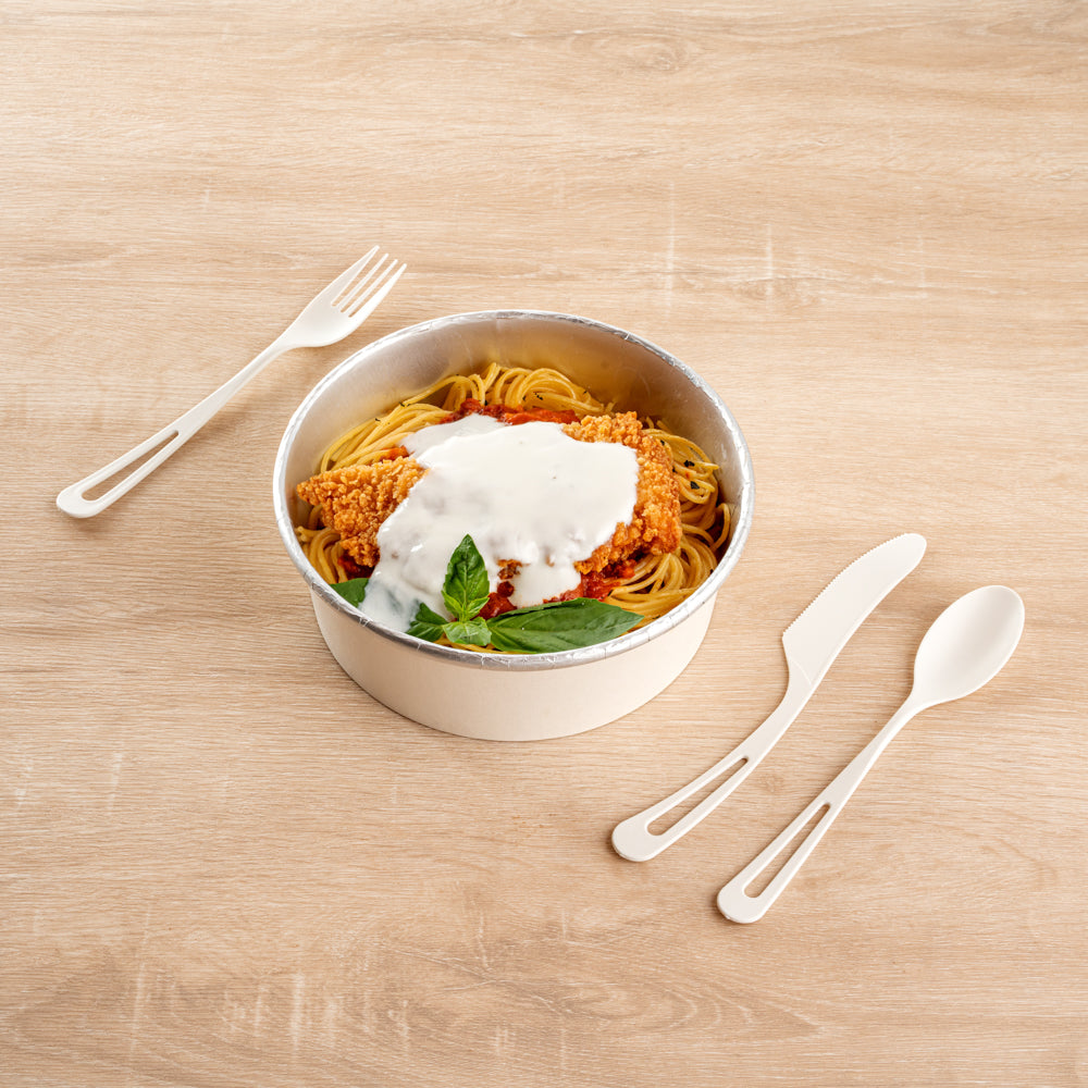 Eco-Friendly White CPLA Plastic Cutlery Set - 290-Piece Heat Resistant, Compostable Cutlery (7.5