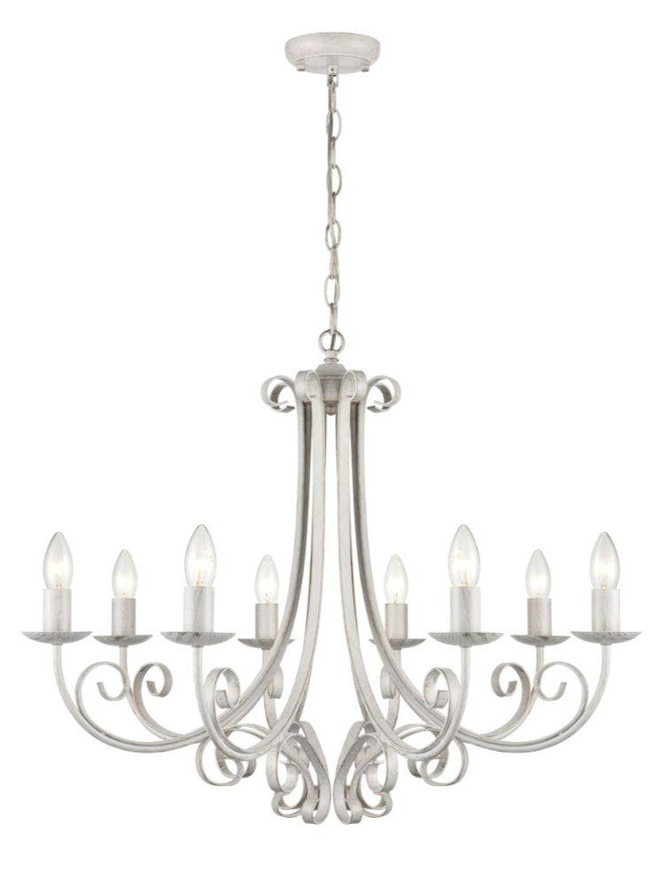 Elegant Abbey 3/5/8Lt Chandelier Ceiling Light in Painted White & Brushed Gold Finish - Perfect for Dining Room, Bedroom, or Foyer Lighting