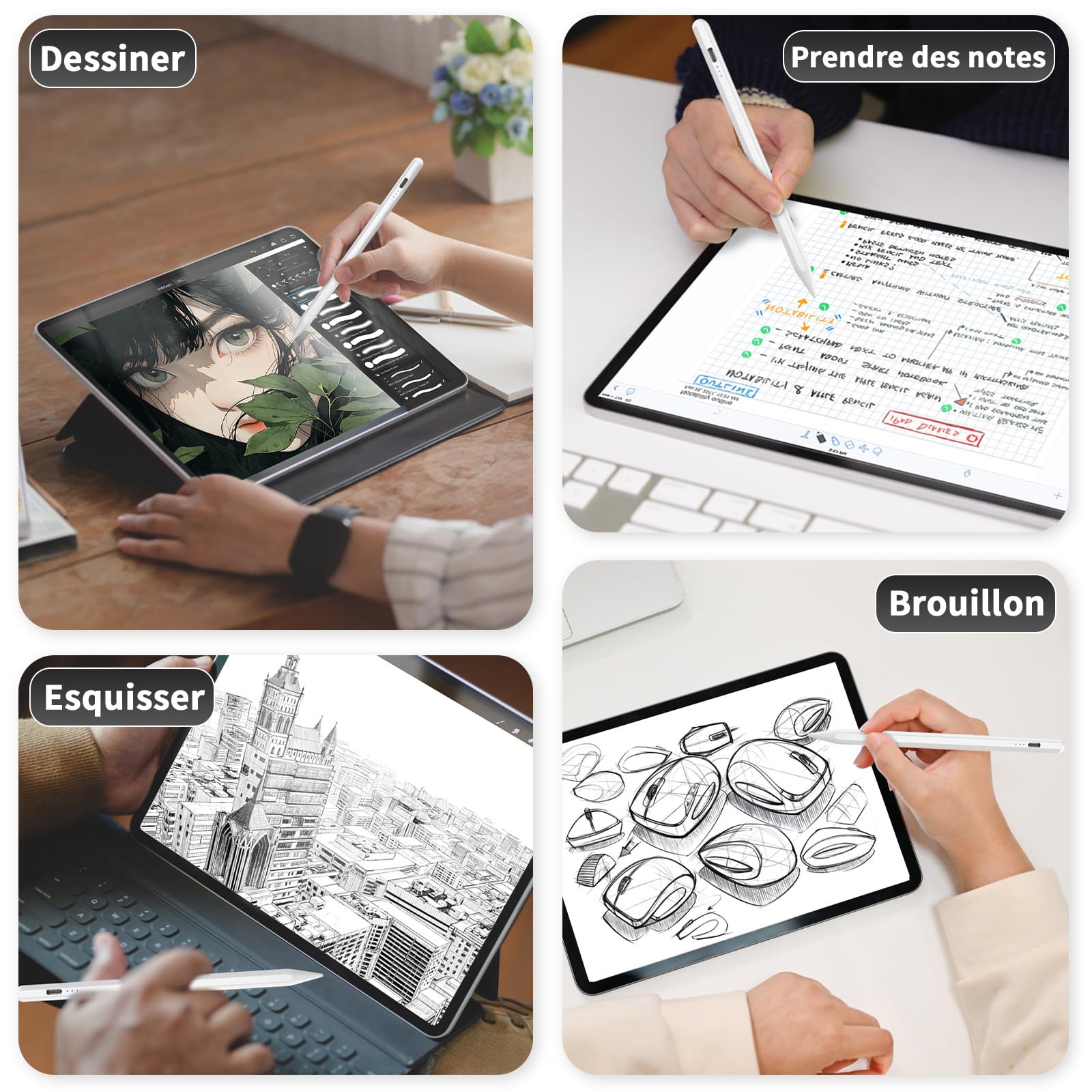 Apple Pencil Alternative for iPad (2018-2025) - Fast Charging Stylus with Magnetic Attachment, Compatible with iPad 11/10/9/8/7/6, Air 3/4/5/M2/M3, Mini 5/6, Pro 3/4/5/6/M4 - Perfect for Drawing, Note-Taking & Digital Art