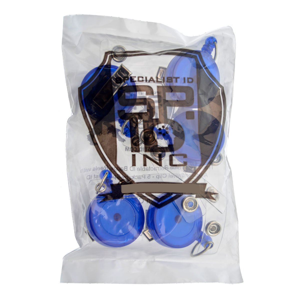 5 Pack Blue Retractable Badge Reels with Clip - for Office ID & Nurse Badges