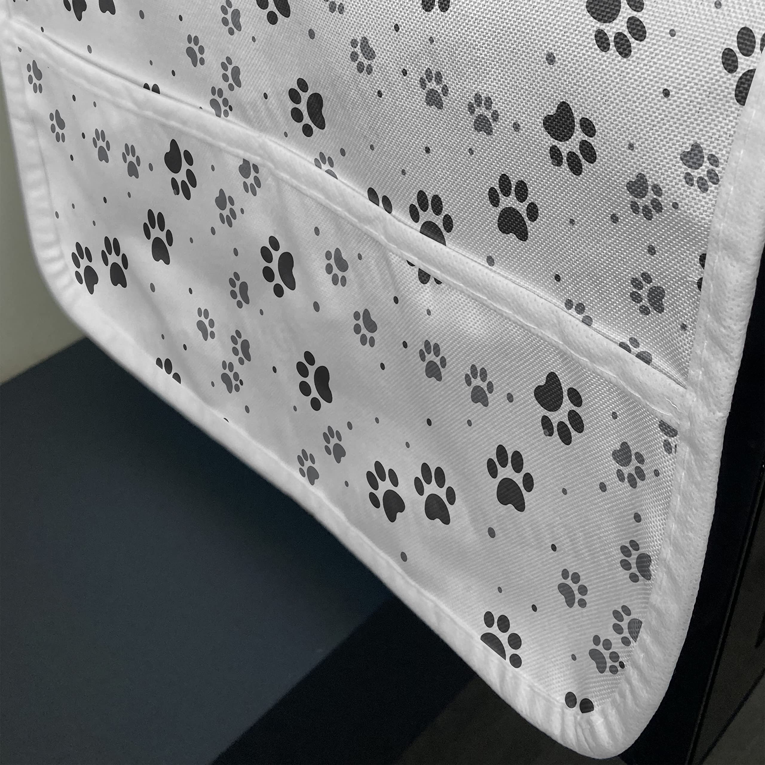 Ambesonne Paw Print Microwave Cover - Waterproof Kitchen Organizer with Pockets, Grey Charcoal Dog Cat Feet Pattern (36x12 Inch) - Perfect for Pet Lovers' Home & Kitchen Decor