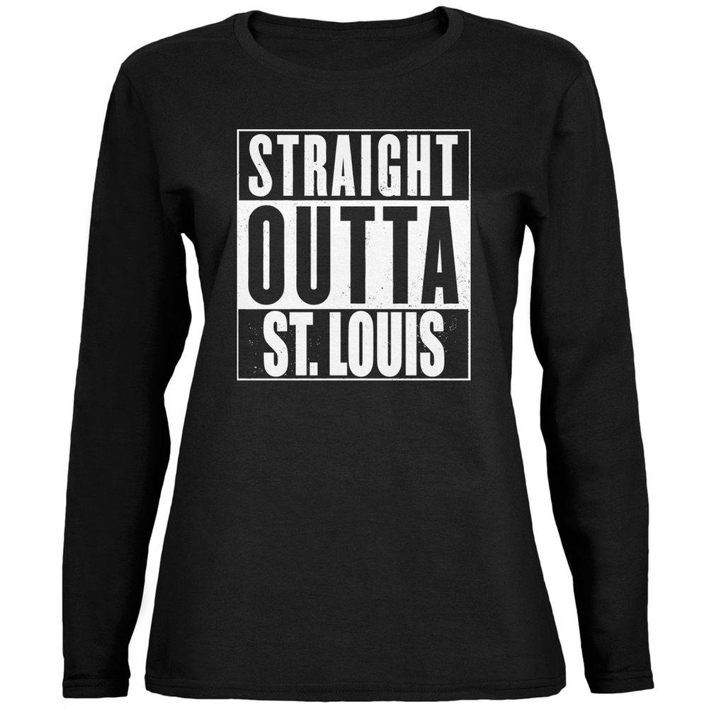 Straight Outta St. Louis Black Women's Long Sleeve T-Shirt | Medium Size | Casual Streetwear for Everyday Wear & Urban Fashion