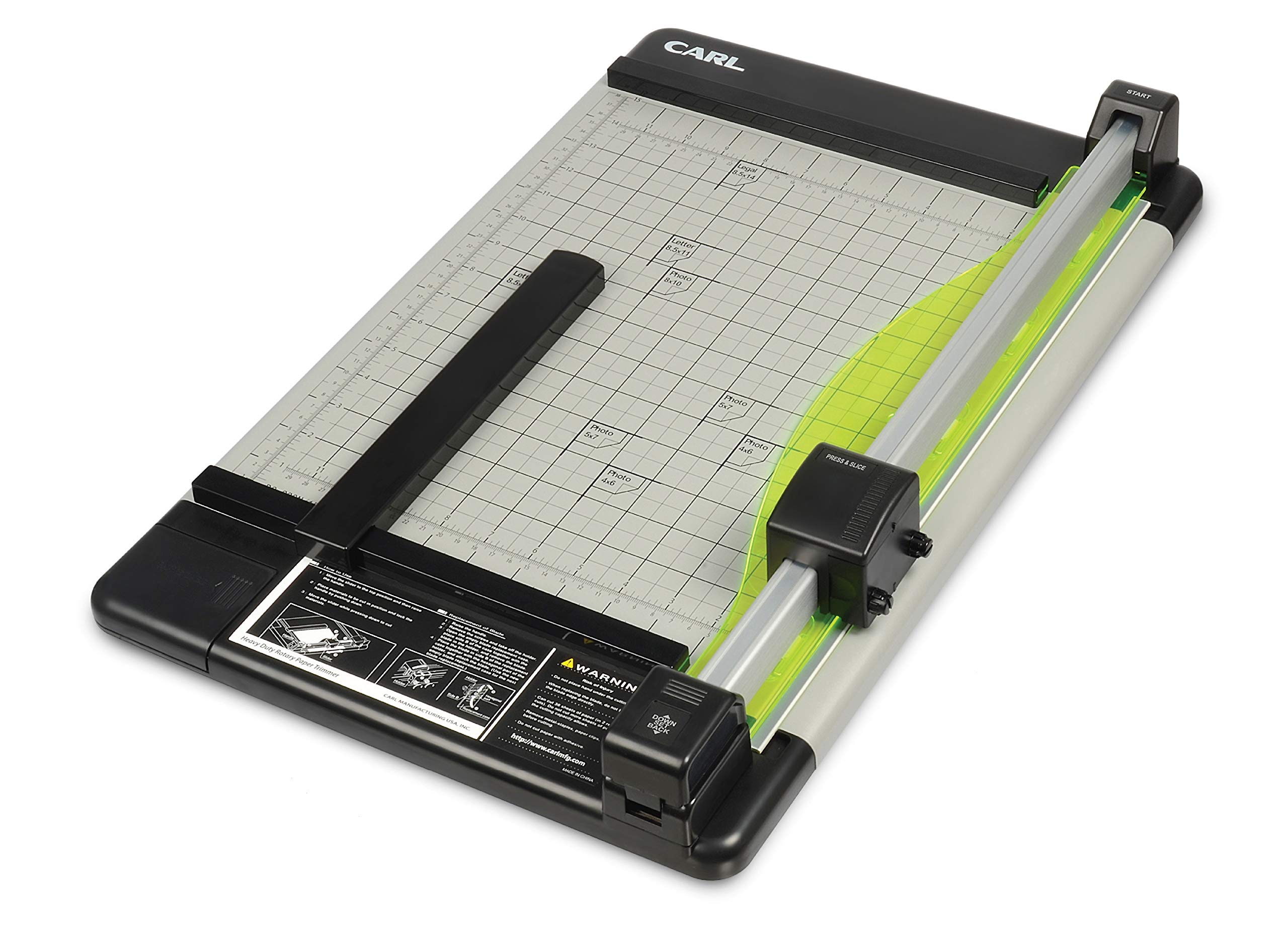 CARL Heavy Duty Rotary Paper Trimmer 15 Inch - 12220, Black and Silver | Professional Paper Cutter for Scrapbooking, Card Making, Office & Craft Projects