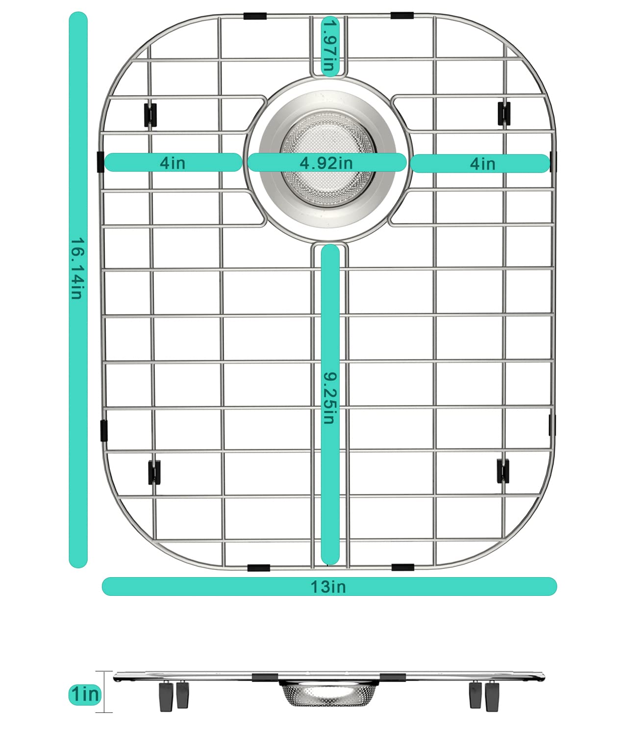 Premium SANNO Stainless Steel Sink Grid Protector - 16.14
