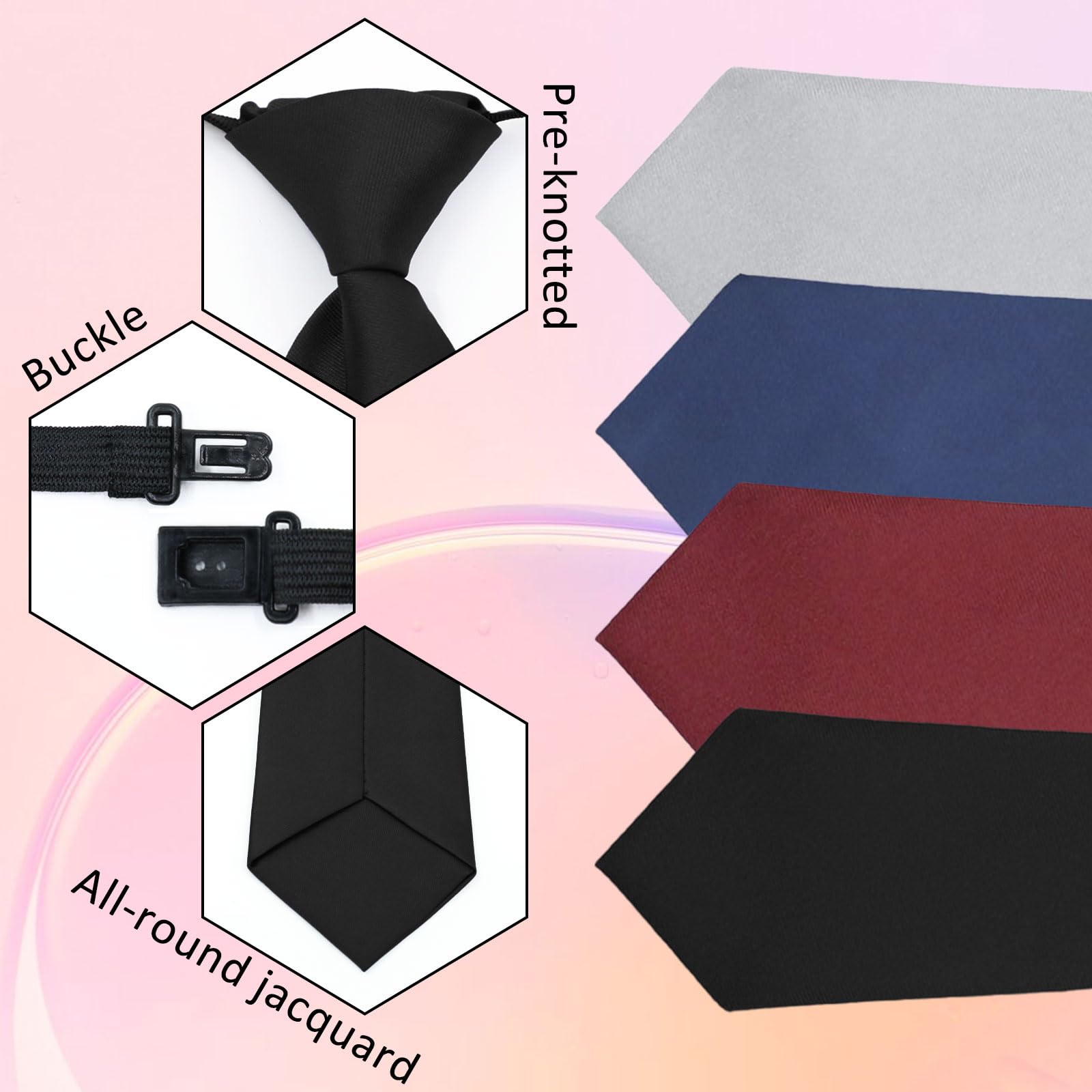 Adjustable Pre-Tied Clip-On Black Tie for Women & Girls - 14