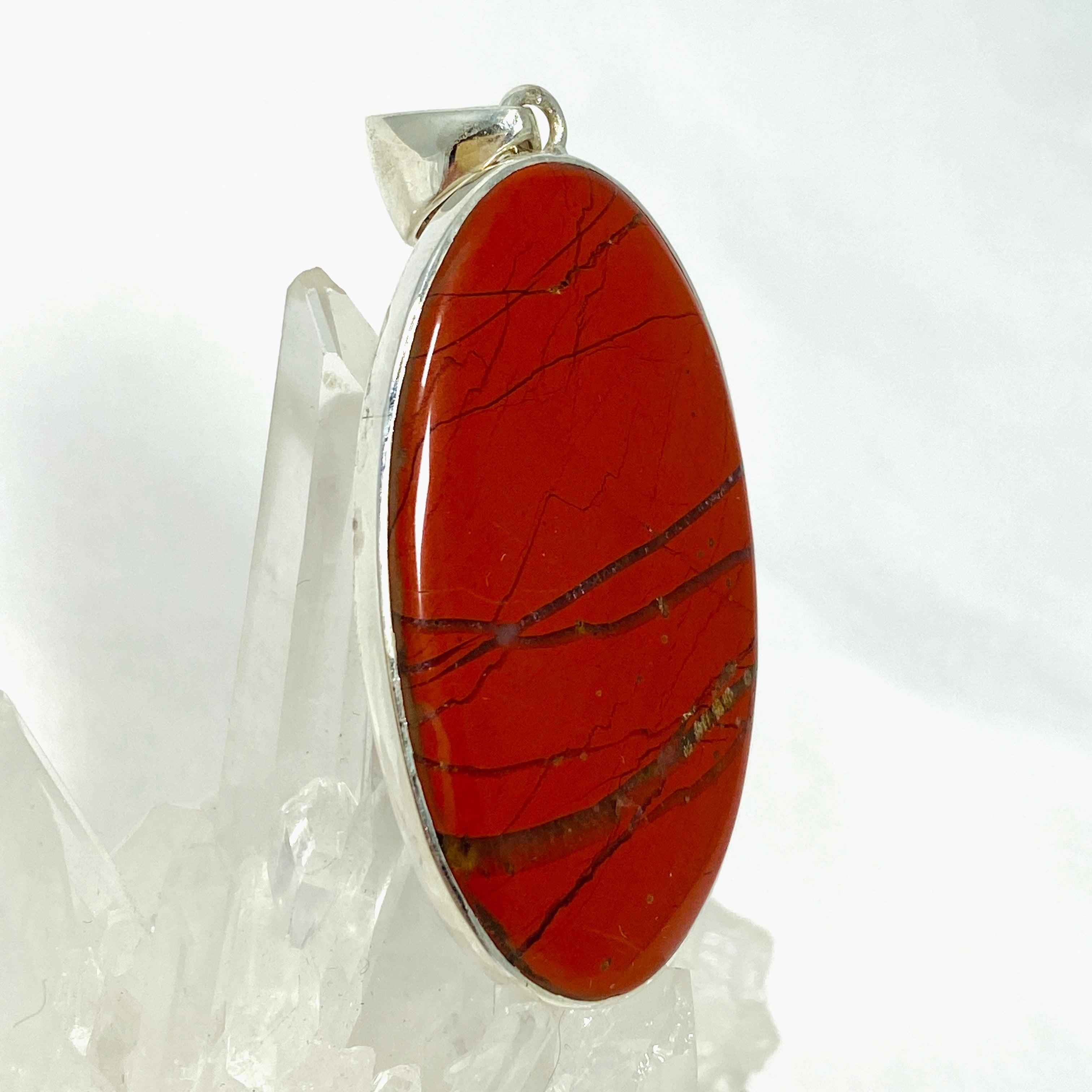 Red Jasper Oval Pendant Necklace - Natural Stone Jewelry KPGJ4442 for Healing, Protection & Spiritual Balance | Perfect for Meditation, Yoga & Energy Work