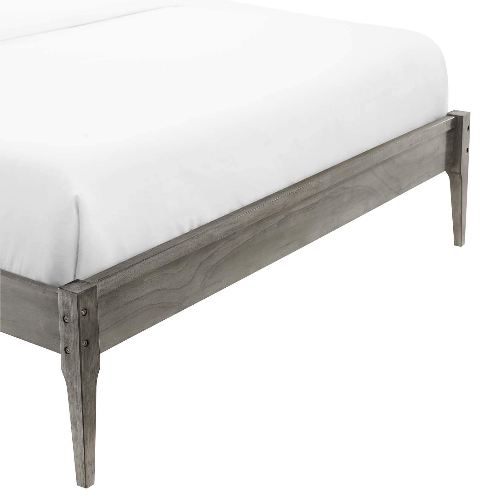Modway June Full Wood Platform Bed Frame with Headboard - Queen Size, Gray - Sturdy & Modern Bed Frame for Master Bedroom or Guest Room