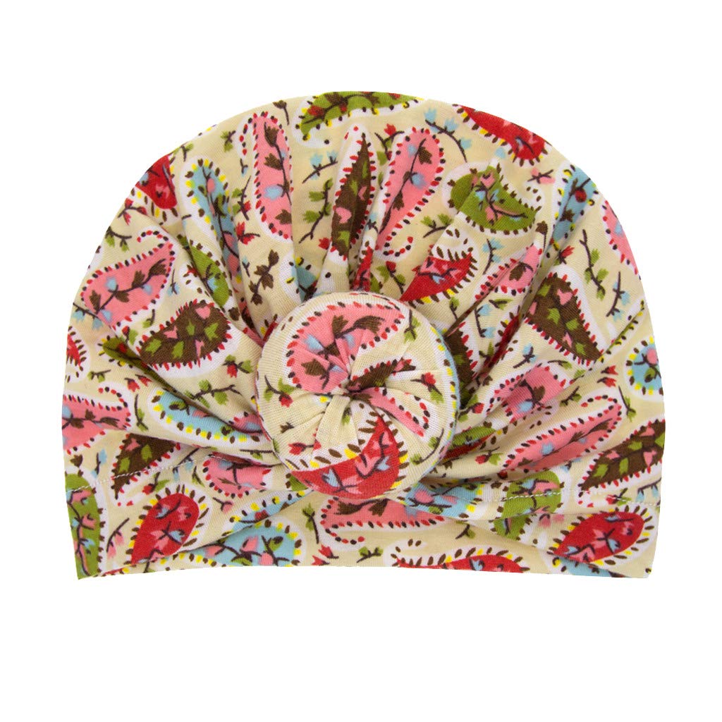 Newborn Baby Boy Girl Knotted Floral Print Beanie Hat Set - Soft Cotton Flower Headwear for Infants 0-12 Months - Perfect for Photoshoots, Baby Showers, and Special Occasions