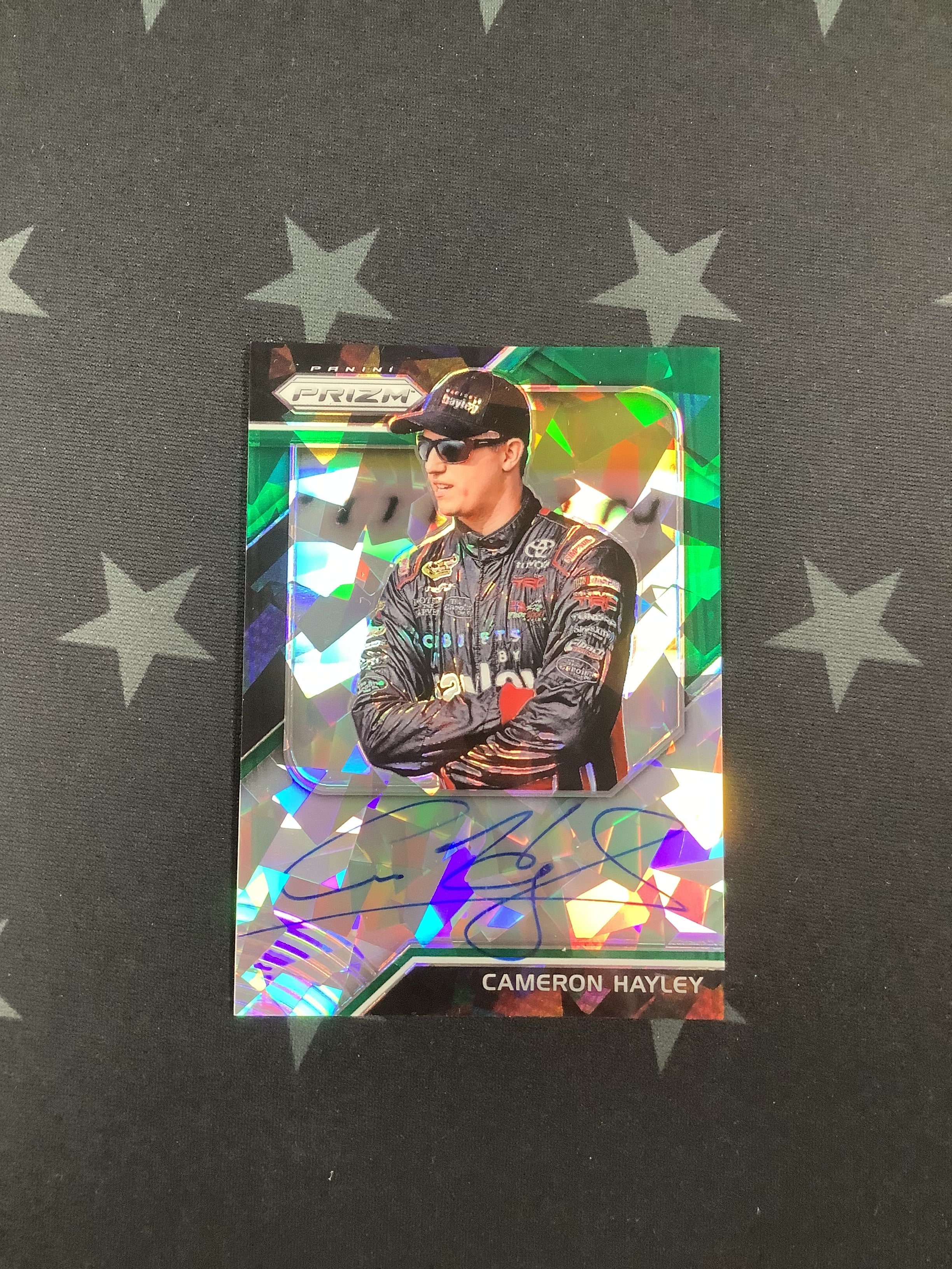 2018 Panini Prizm Racing Cracked Ice Green Cameron Hayley #DS CH /50 - Rare Collectible Trading Card for NASCAR Fans & Sports Memorabilia Enthusiasts