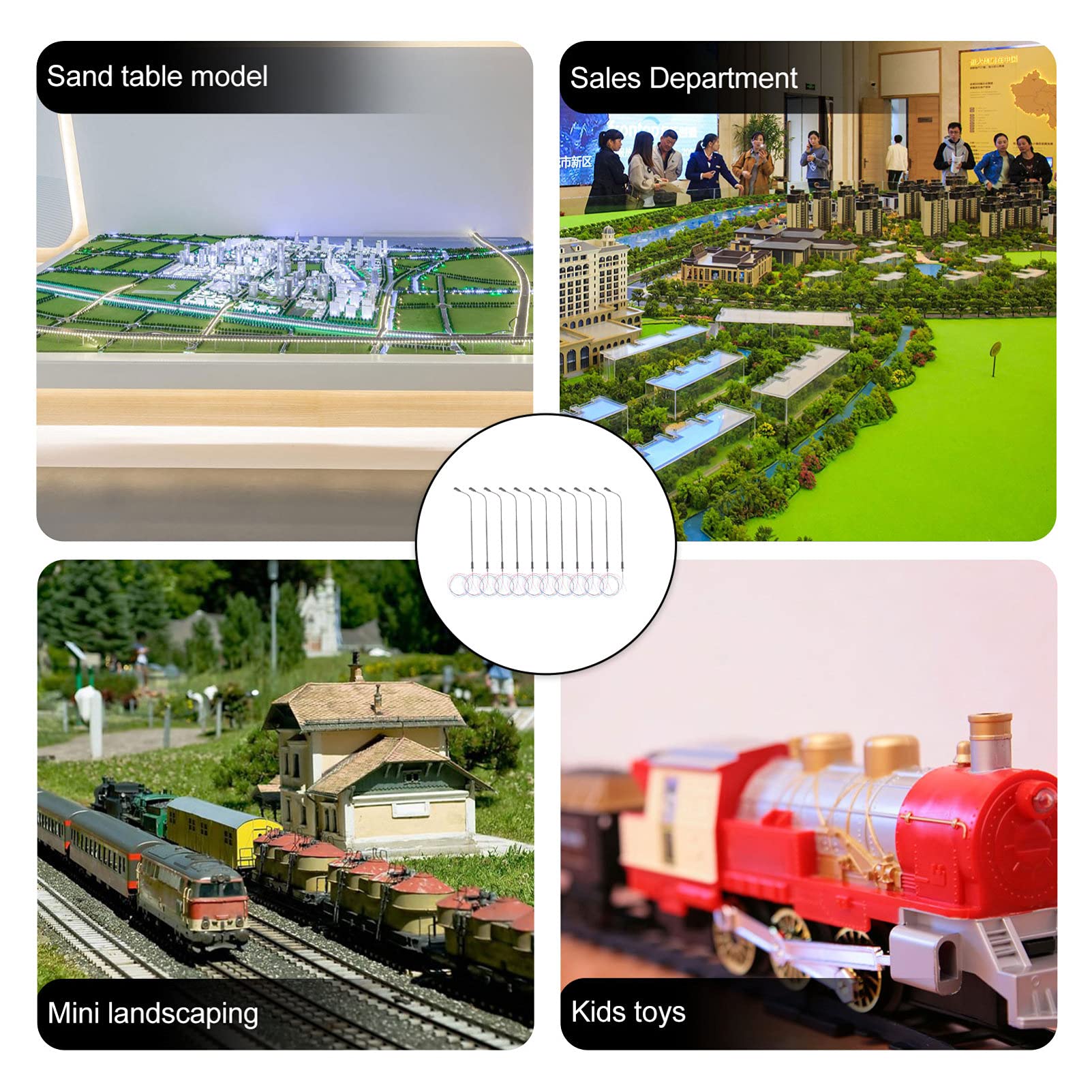 EXCEART 10pcs Miniature Street Lamp Post Lights - Stainless Steel Model Railway Accessories for Outdoor Train Tracks, DIY Scenery, and Miniature City Displays - Perfect for Model Train Sets, Dioramas, and Home Decoration