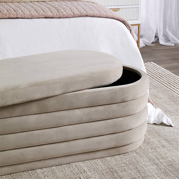 Demi Storage Bench Ottoman - Upholstered Velvet Tufted Seat with Hidden Storage | Modern Entryway, Bedroom, or Living Room Furniture for Home Decor