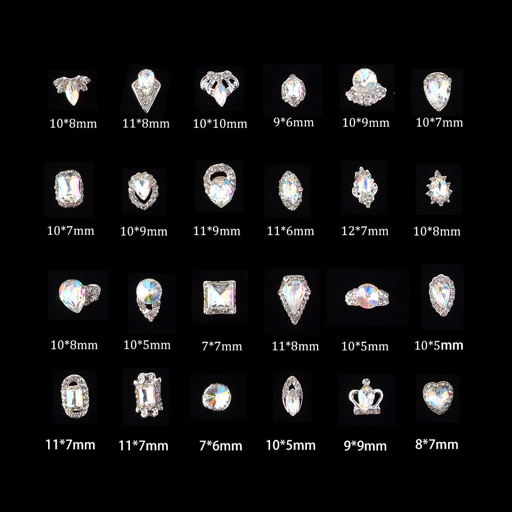 3D Nail Rhinestones Kit - 120Pcs Mixed Shapes for Nail Art & Crafts (24 Styles) - Perfect for DIY Manicures & Nail Decorations