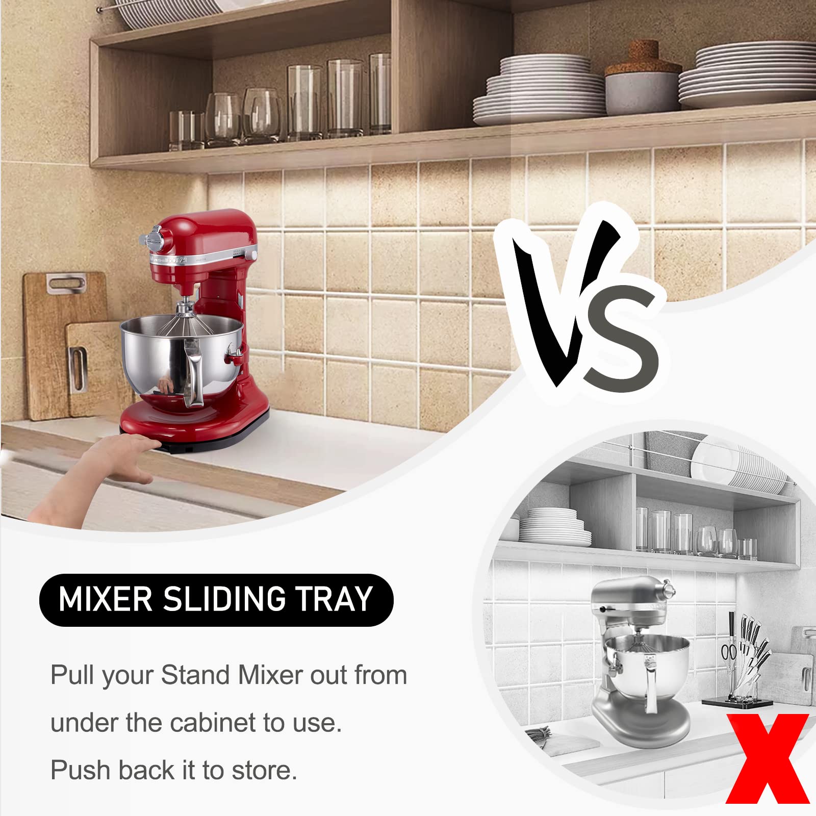 **KitchenAid Mixer Slider Tray - Black Sliding Base with Smooth Rolling Wheels for 5-8 Qt Stand Mixers - Easy Appliance Mover for Baking & Countertop Organization**    *(Perfect for Moving Heavy Mixers, Counter Protection & Kitchen Storage Accessories)*