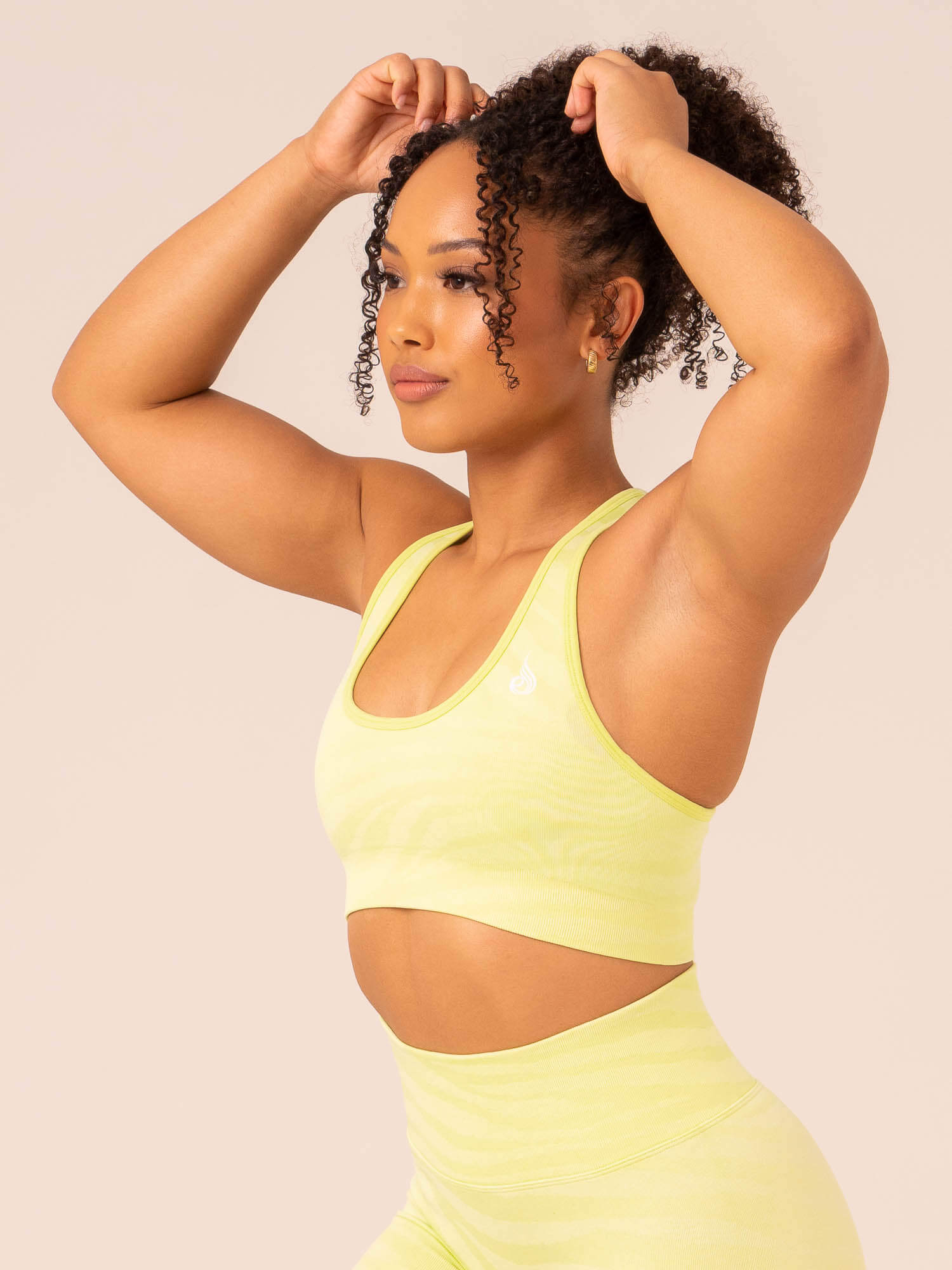 Zebra Print Seamless Sports Bra for Women - High Support Workout Top - Lime Green & Black Animal Print - Perfect for Yoga, Running, and Gym