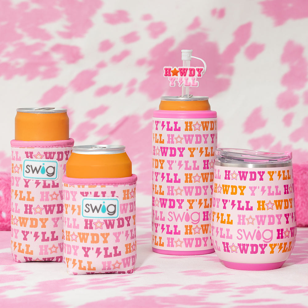 Howdy Y'all Slim Can Cooler - Insulated Beverage Sleeve for 12oz Cans - Perfect for Camping, BBQs, and Outdoor Parties