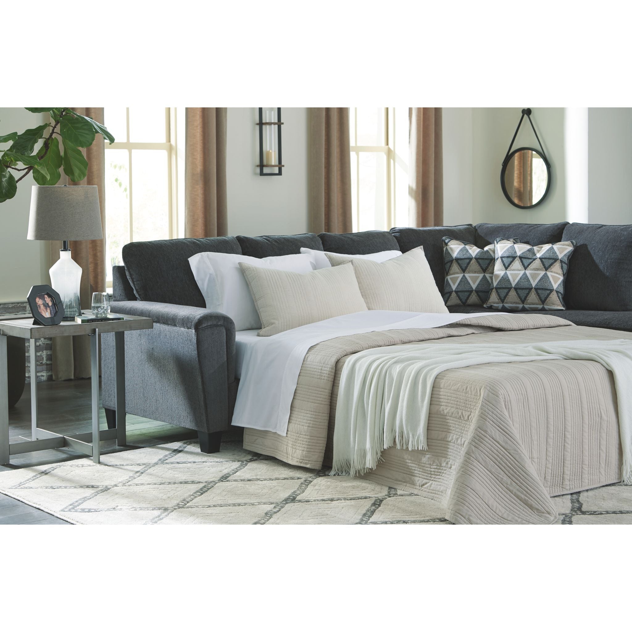 Abinger 2-Piece Sleeper Sectional Sofa with Chaise Lounge - Convertible L-Shaped Couch Bed for Small Spaces, Living Room & Guest Room Comfort